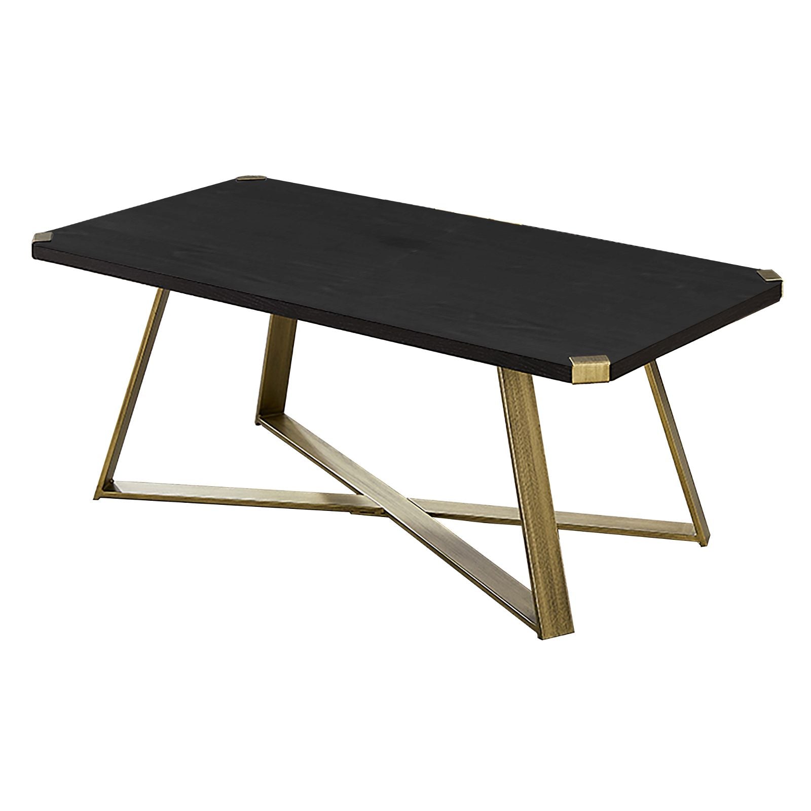 Premium Criterion Capri Coffee Table - 1100mm Black Oak with Gold Metal Legs & Accents - Modern Living Room Centerpiece for Home Decor