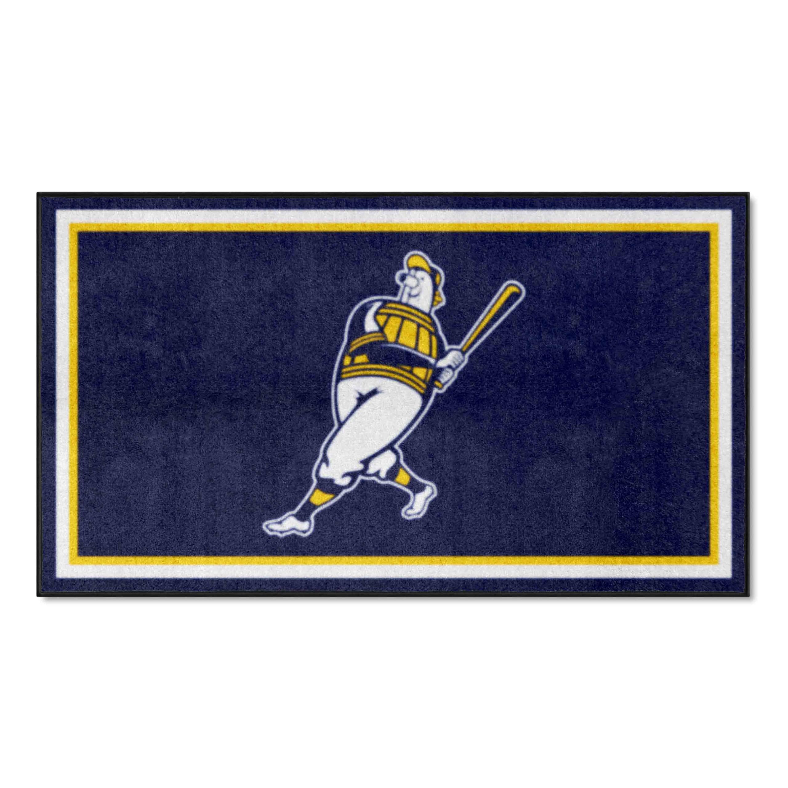 MLB Milwaukee Brewers Barrell Man 3ft x 5ft Plush Soft Area Rug for Living Room, Bedroom, and Game Room Decor - Officially Licensed Baseball Fan Gift
