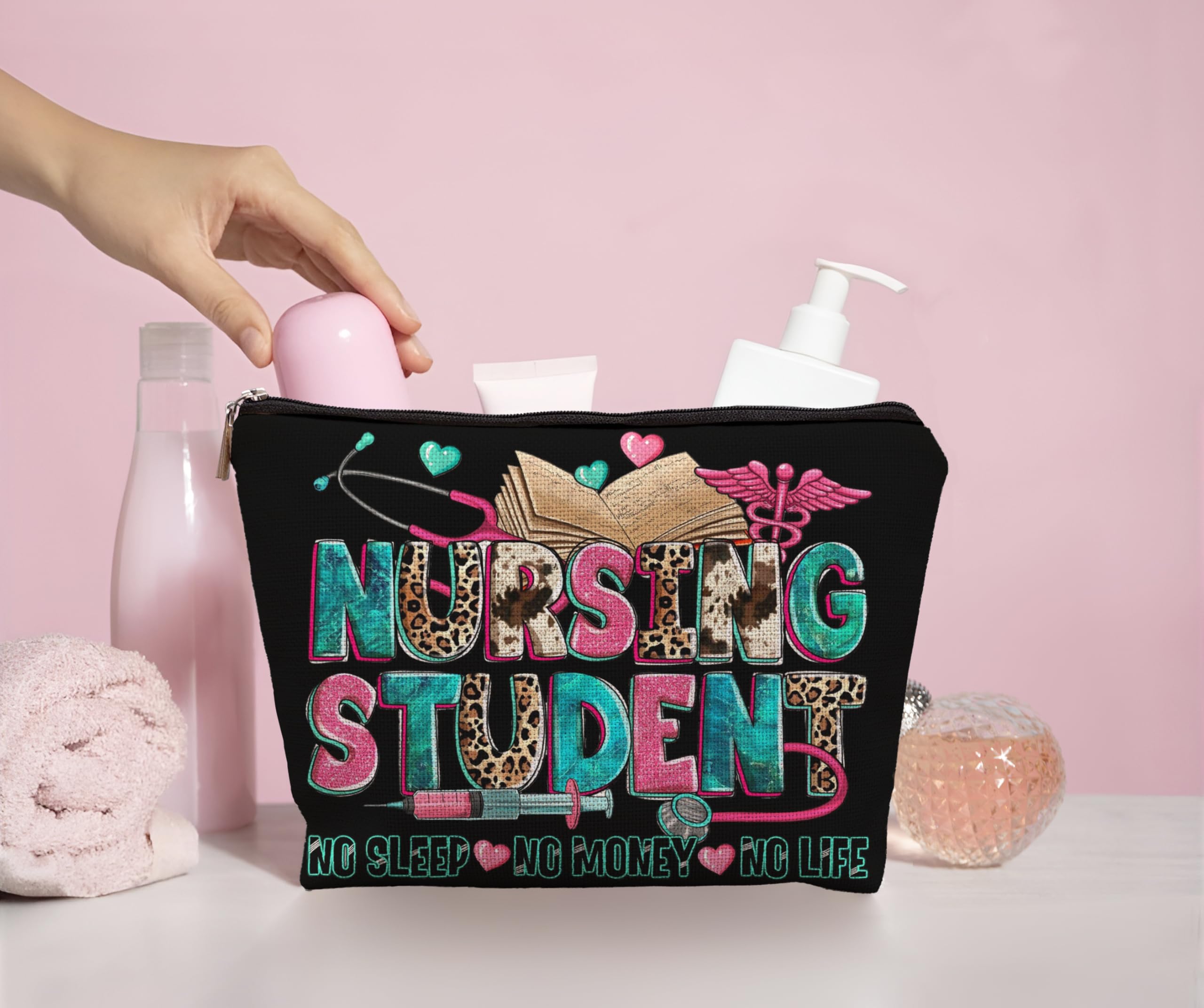 Nursing Student Makeup Bag - Perfect Gift for Nursing Students & Future Nurses | Nurse Appreciation & Graduation Gifts | Waterproof Cosmetic Pouch for Clinicals & Daily Use