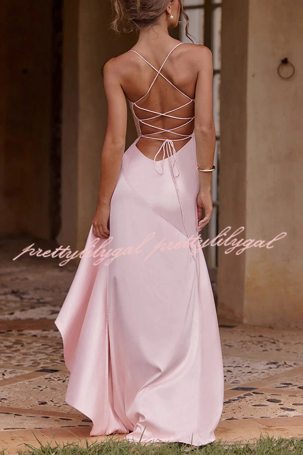 Elegant Solid Color Backless Lace-Up Ruffled Maxi Dress for Women | Summer Beach Party, Evening Cocktail & Special Occasion Wear