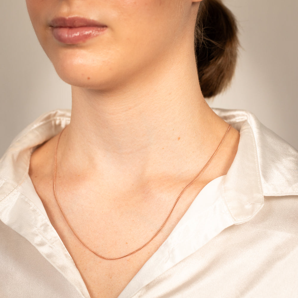 9ct Rose Gold Silver Filled 50cm Curb Chain Necklace for Women - Elegant Layering Piece for Everyday Wear & Special Occasions