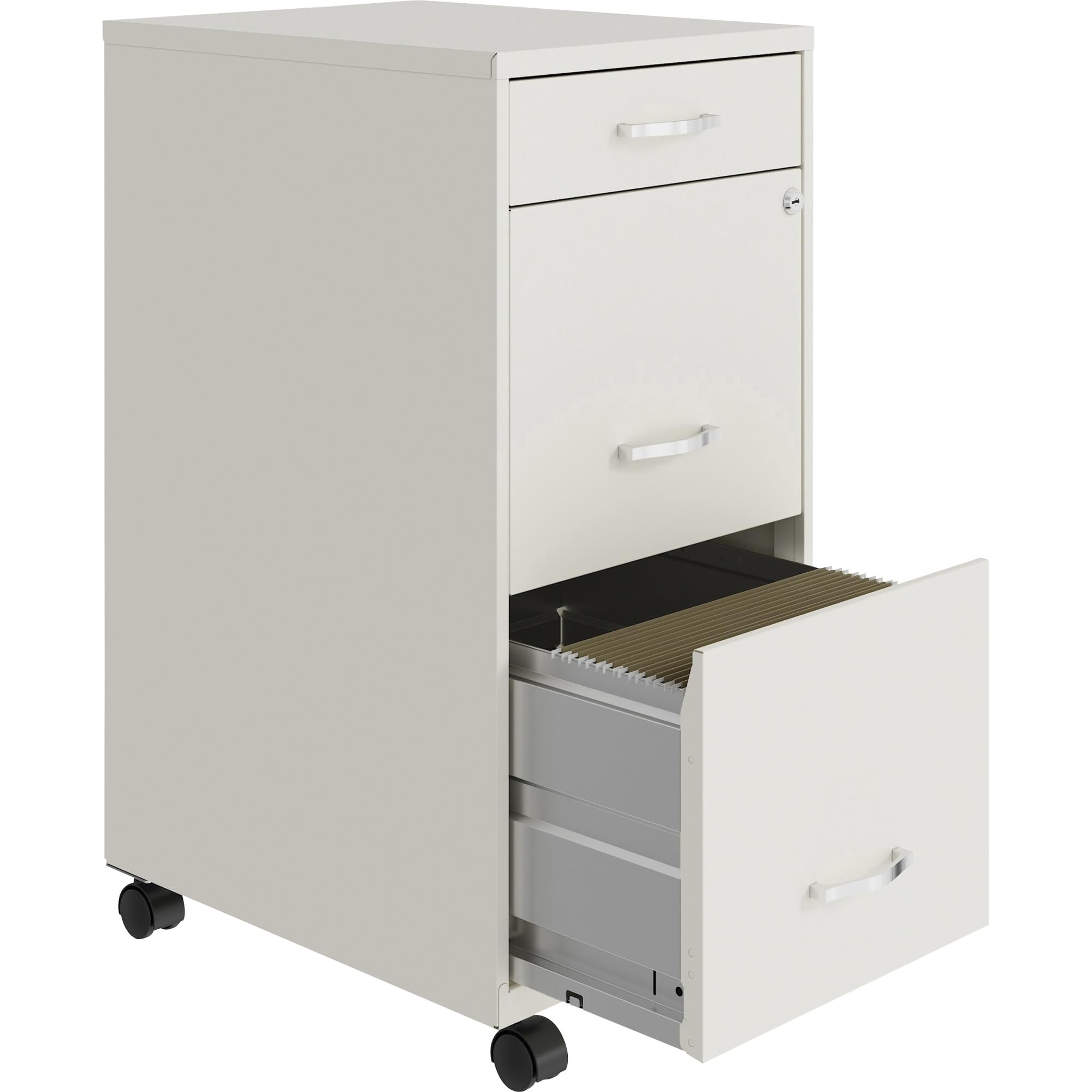 Lorell LYS SOHO 3-Drawer Mobile File Cabinet - 26.5 x 14.3 x 18 Inches, White - Perfect for Office, Home & Small Business Document Storage & Organization