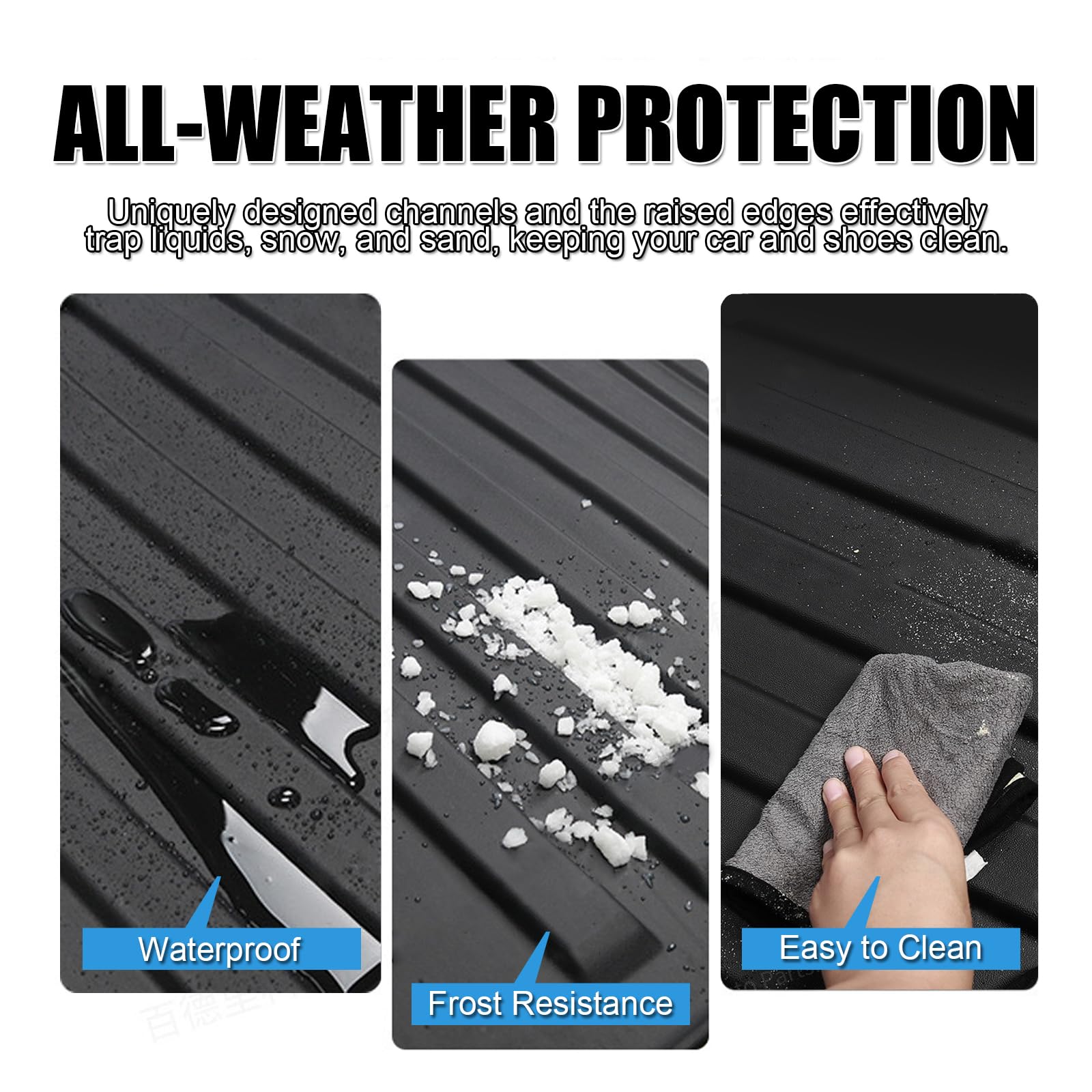 KIKIMO 3-Piece Truck Bed Mat Set for Tesla Cybertruck 2023-2025 | Heavy Duty TPE All-Weather Cargo Mat | Frunk, Rear & Sub Trunk Liners | Perfect for Off-Roading, Camping & Hauling Gear