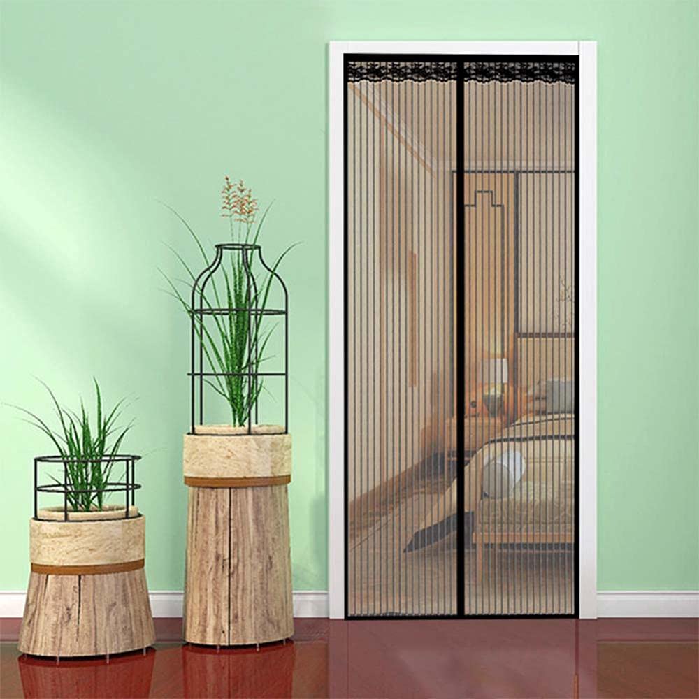 60 X 94 Inch Magnetic Screen Door - Hands-Free Mesh Curtain with Full Frame & Strong Magnets for French/Sliding Doors (Black) - Keep Bugs Out While Enjoying Fresh Air Indoors/Outdoors