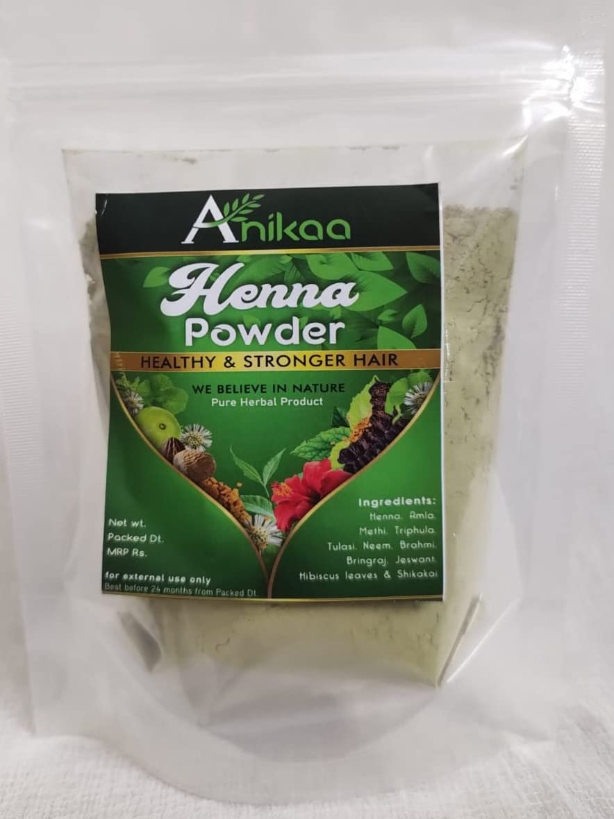Anikaa Herbal Pure Henna Powder with Natural Herbs for Strong Hair & Conditioning - 100g | Safe Hair Dye for Men & Women | Perfect for DIY Hair Care & Natural Coloring at Home