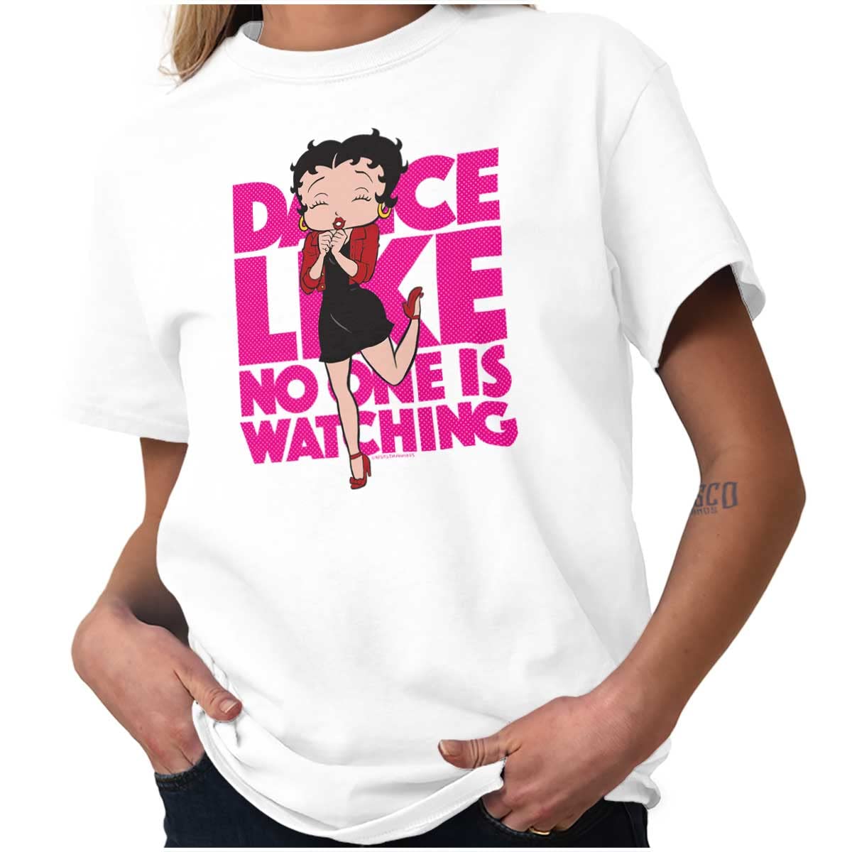 Betty Boop Dance Like No One Watching Women's Graphic T-Shirt | Cute Vintage Cartoon Tee for Casual Wear, Parties & Gifts