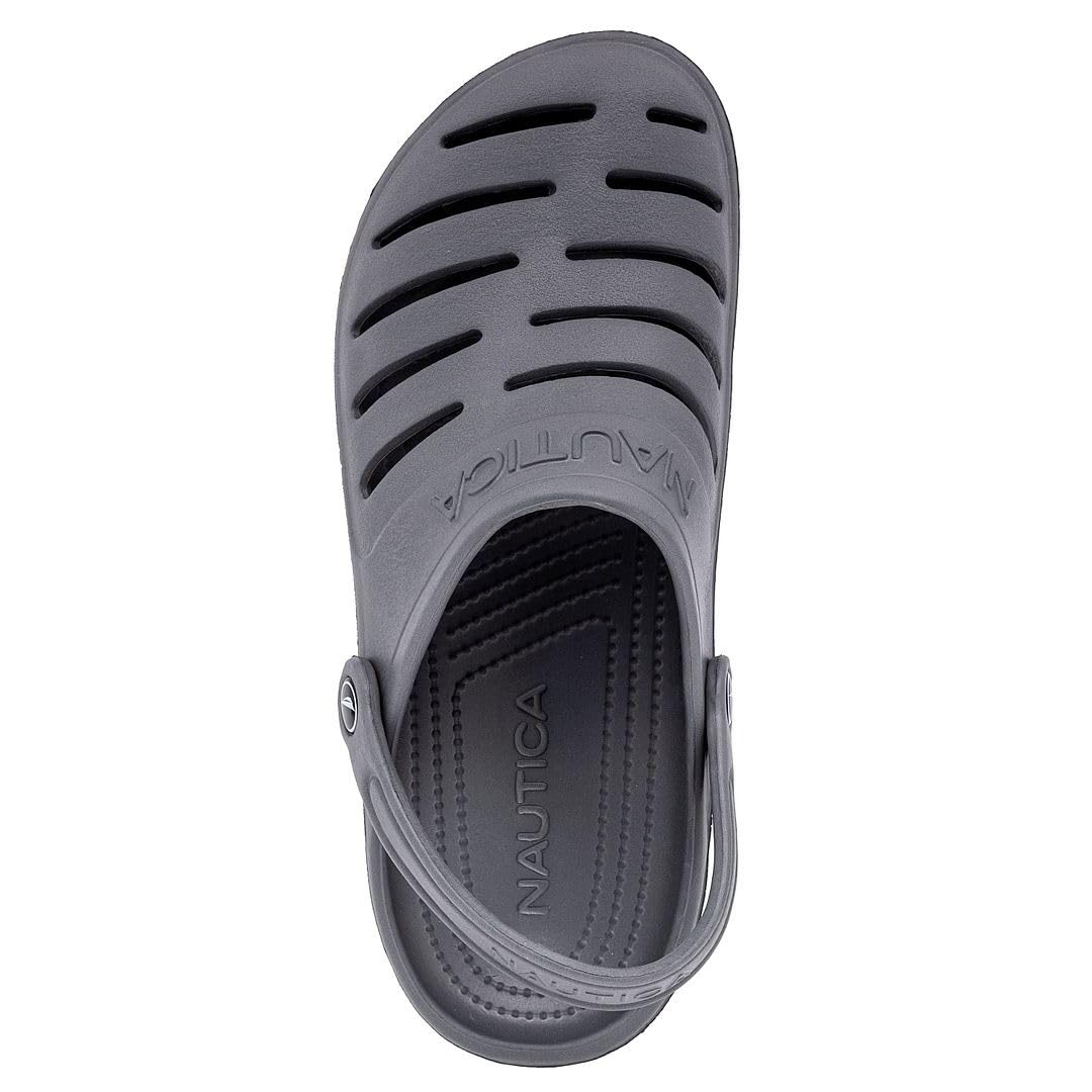 Nautica Men's Athletic Clogs - Adjustable Slip-On Sports Sandals with Back Strap - Water Shoes & Comfortable Slippers for Beach, Pool, and Indoor Use - River Edge Style
