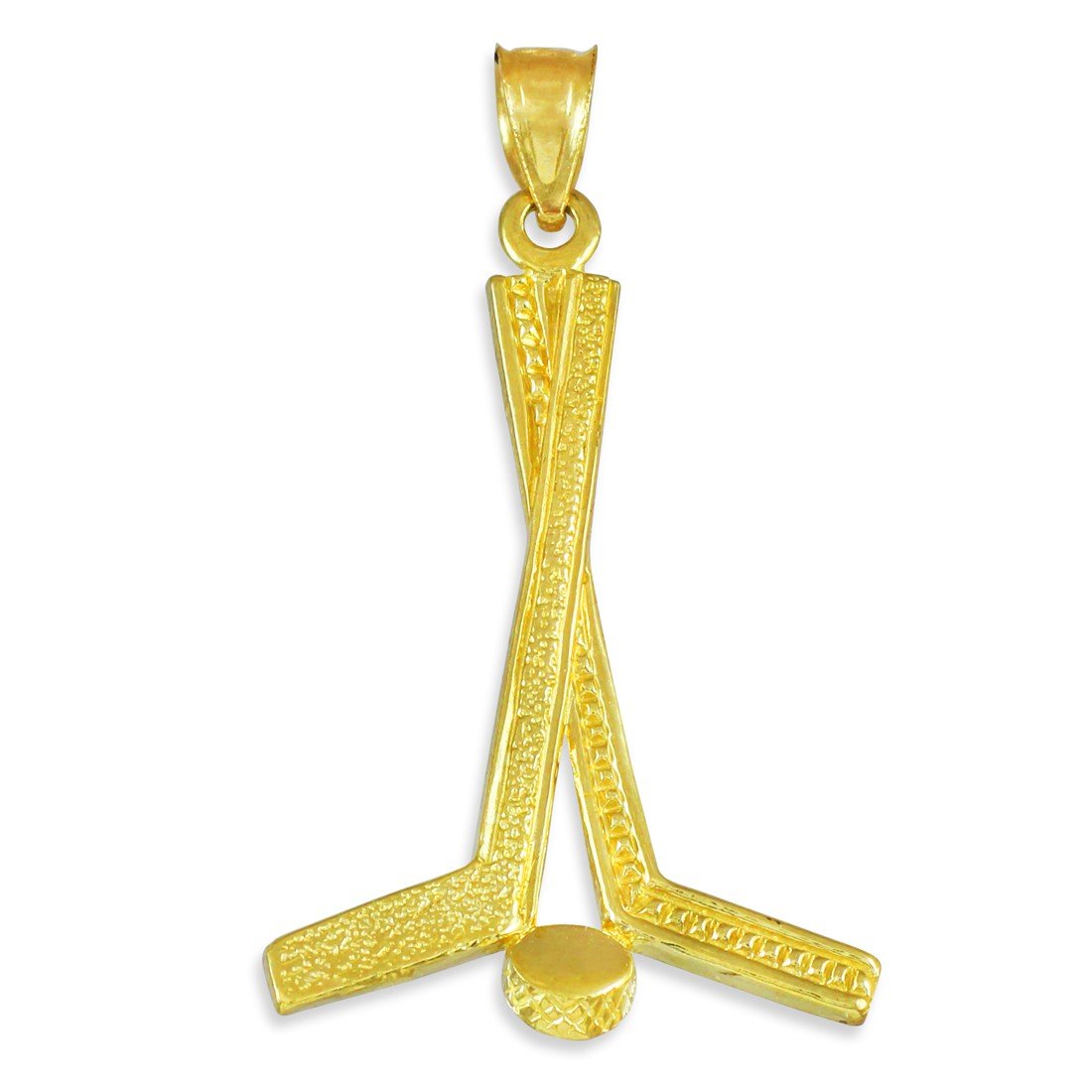 10K Gold Ice Hockey Stick Pendant for Men & Women - Elegant Sports Jewelry Gift for Hockey Players & Fans - Perfect for Games, Parties & Special Occasions