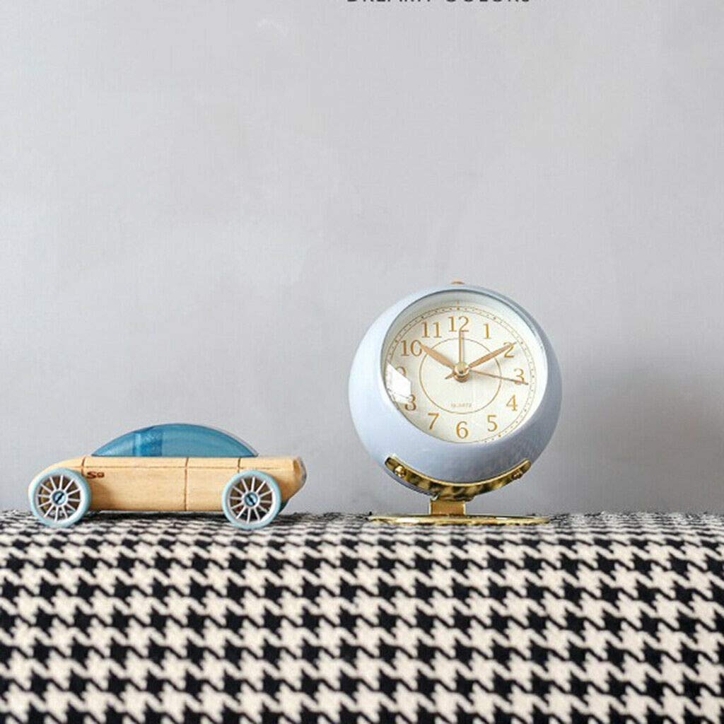 Blue Metal & Glass Analog Alarm Clock with Night Light - Perfect for Kids Bedroom & Home Decor - Ideal for Nighttime Use, Gentle Wake-Ups & Modern Décor