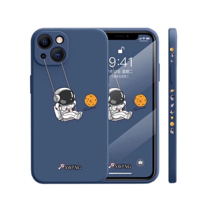 FCSWEET Cute Astronaut Outer Space Planet Star iPhone 13 Pro Case - Soft TPU Shockproof Protective Cover for Girls & Boys (Blue) | Perfect for School, Work & Everyday Use