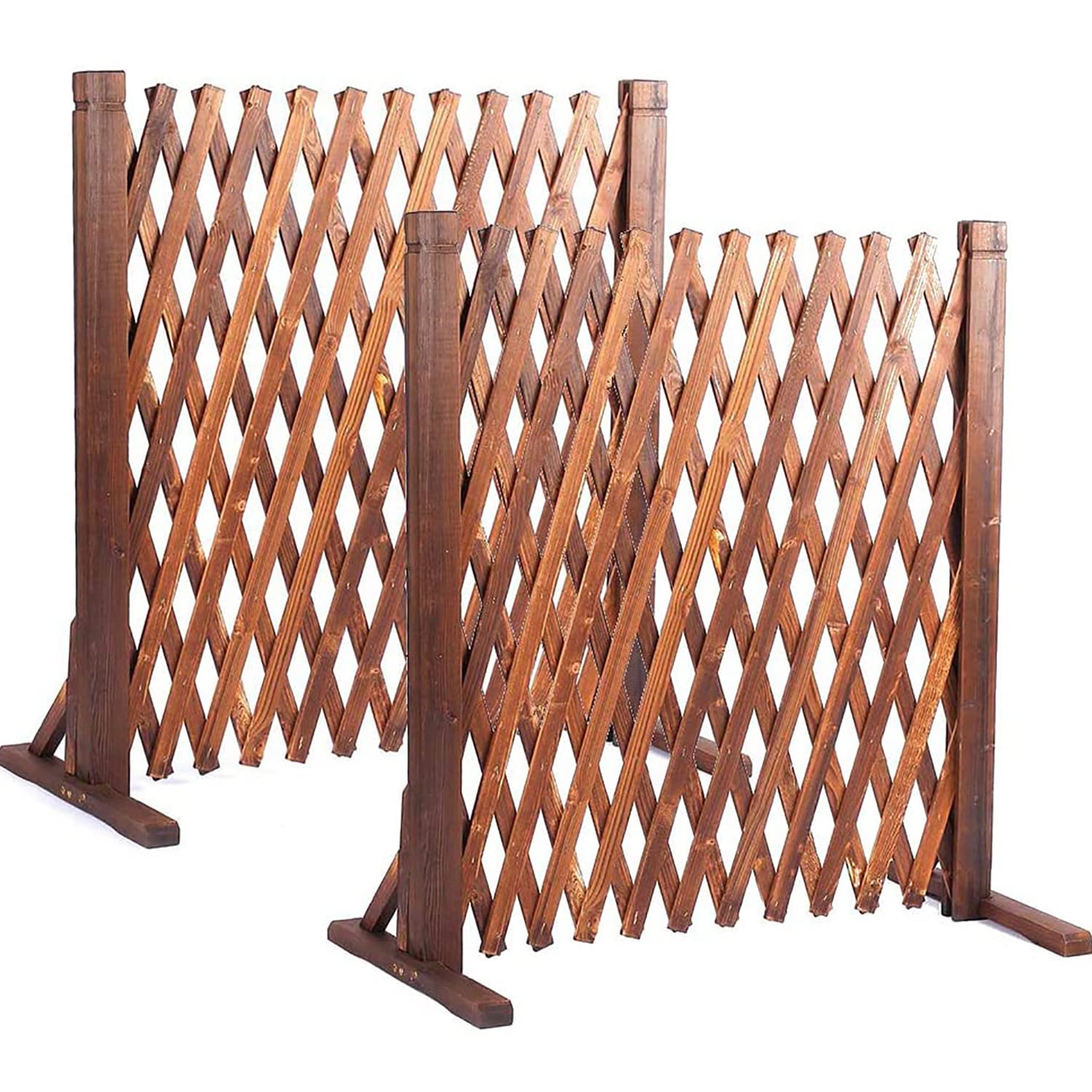 Uyouous Expandable Wooden Garden Fence - 2 Pack Freestanding Extendable Fencing for Yard, Home, Indoor & Outdoor Use - Perfect for Landscaping, Flower Beds, and Pet Barriers