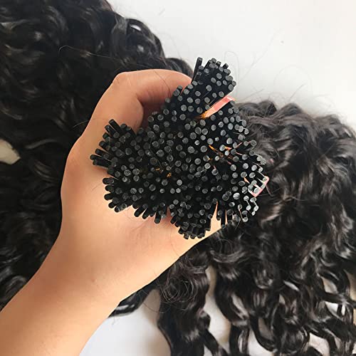 Brazilian Loose Curly I-Tip Hair Extensions 18 Inch 100 Strands - 100% Human Hair for Black Women - Natural Color - Perfect for Styling, Volume & Protective Hairstyles