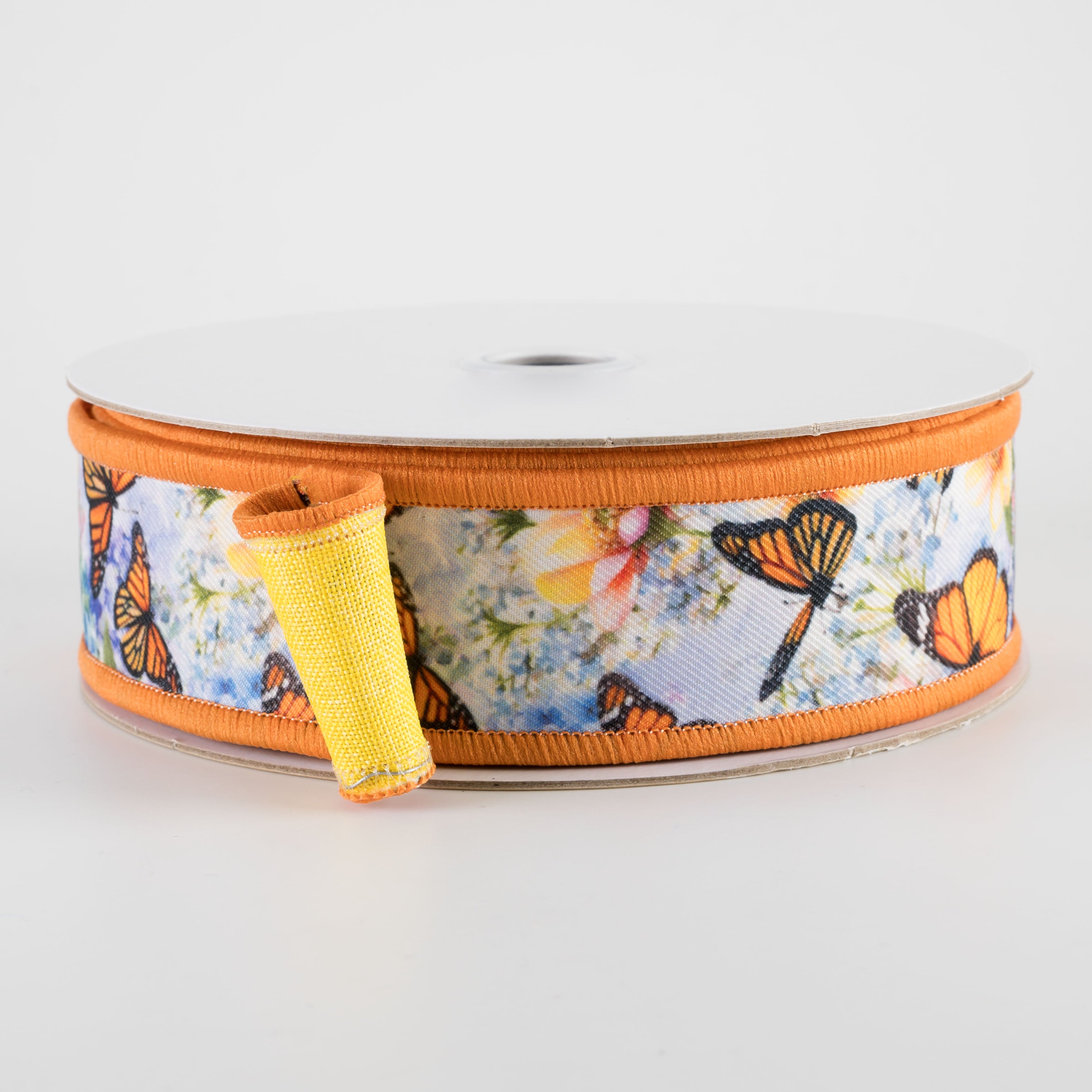 1.5 Inch Double Sided Fused Monarch Butterflies Ribbon - 10 Yards Bulk Roll for Gift Wrapping, DIY Crafts, Wedding Decorations, Hair Bows and Scrapbooking Projects