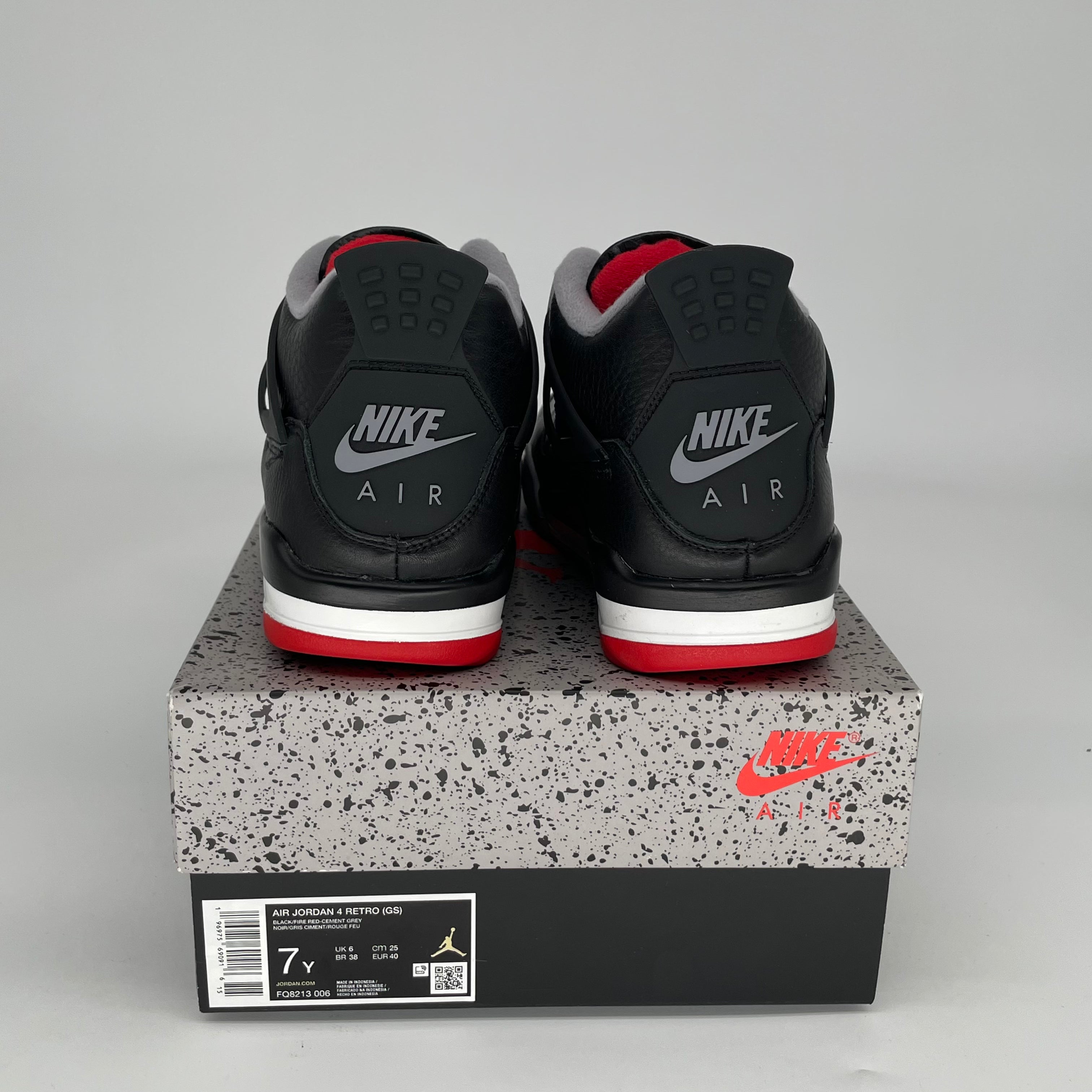 Original Air Jordan 4 Bred Reimagined Basketball Shoes - Size 7Y (FQ8213-006) | Retro Sneakers for Men & Women - Perfect for Streetwear, Gym & Casual Outfits