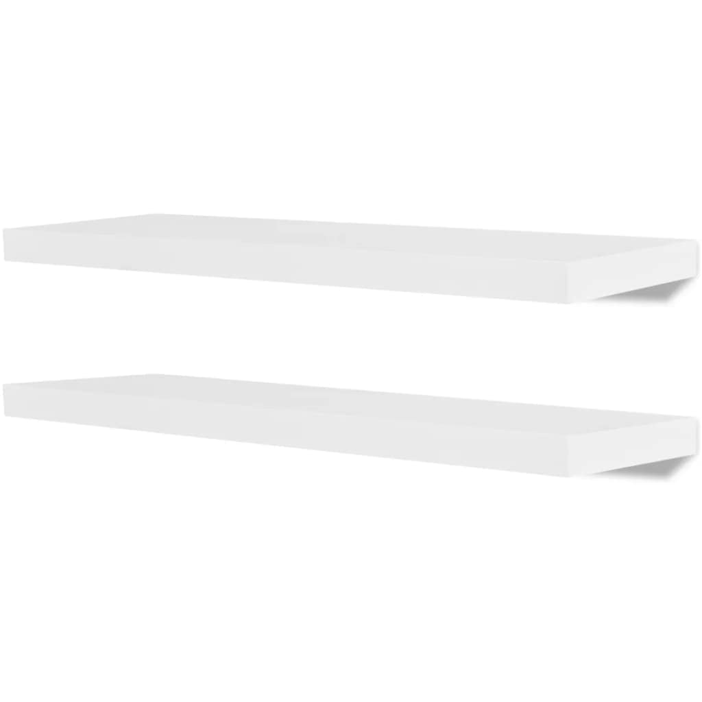 vidaXL Set of 4 White MDF Wall Shelves 31.5 Inch with Invisible Mounting System - Easy Install Floating Shelves for Books, Awards, Home Decor - Includes Screws & Wall Plugs - Perfect for Living Room, Bedroom, Office Display & Storage