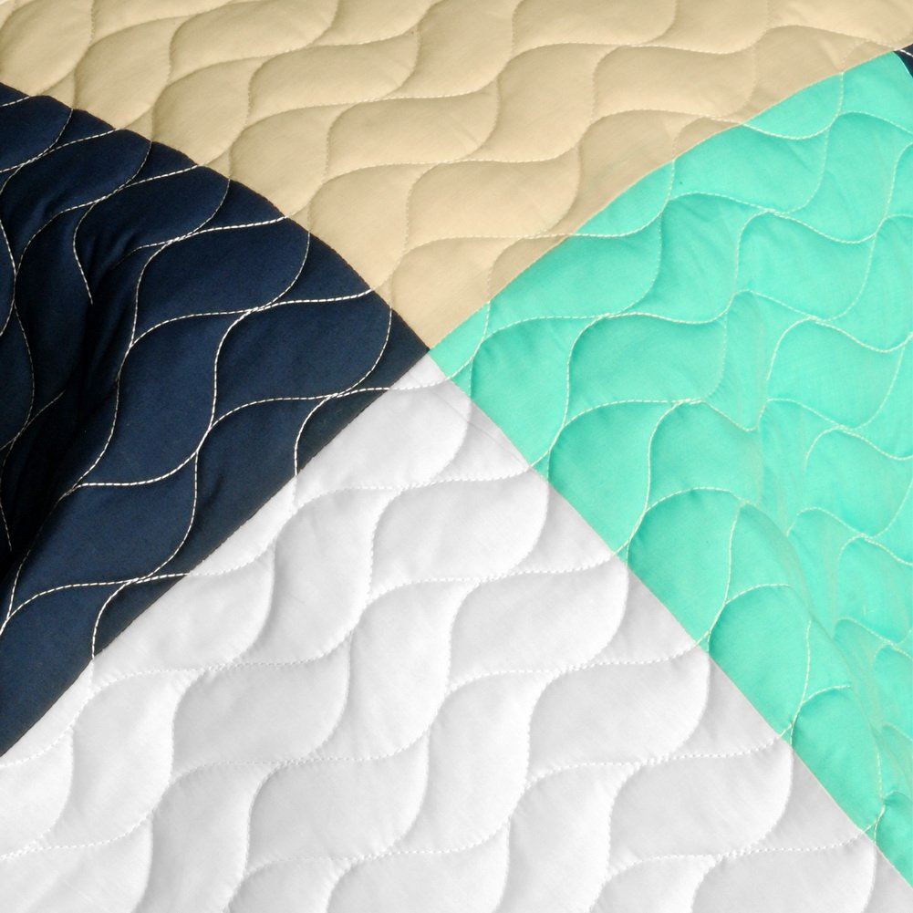So Dance Vermicelli-Quilted Patchwork Geometric Quilt Set Full/Queen Size - Stylish & Comfortable Bedding for Modern Bedroom Decor