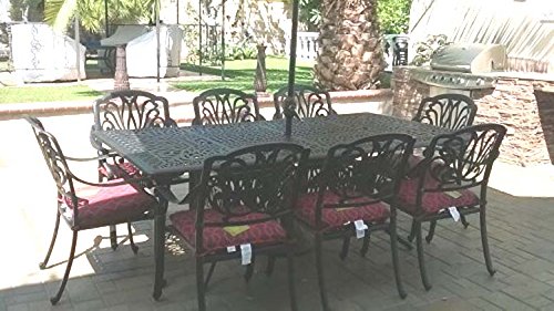 Elisabeth 9-Piece Cast Aluminum Outdoor Patio Dining Set with 44x84 Inch Rectangle Table - Durable Weather-Resistant Garden Furniture for Backyard, Poolside & Outdoor Entertaining