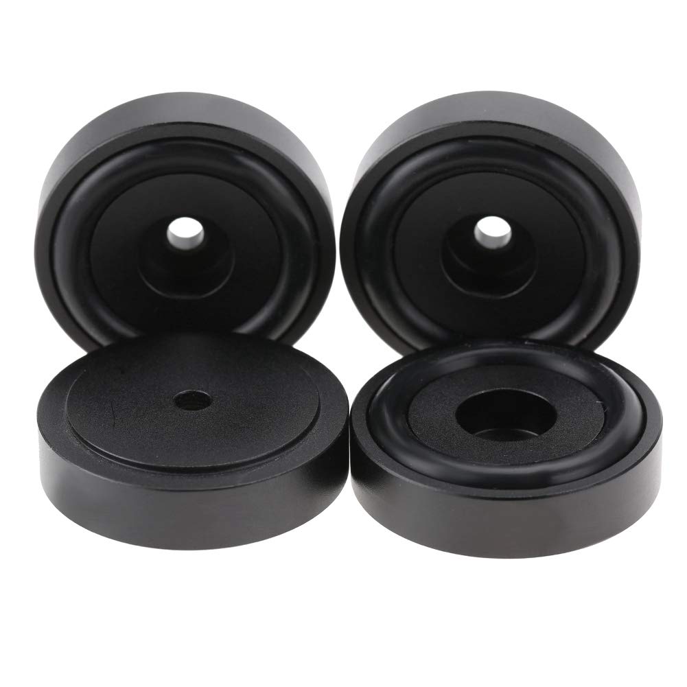 ASHATA Aluminum Alloy Speaker Isolation Feet Pads - HiFi Audio Equipment Vibration Dampening Stand for Speakers & Amplifiers (Black) - Perfect for Home Theater, Studio Monitor and Audiophile Setups