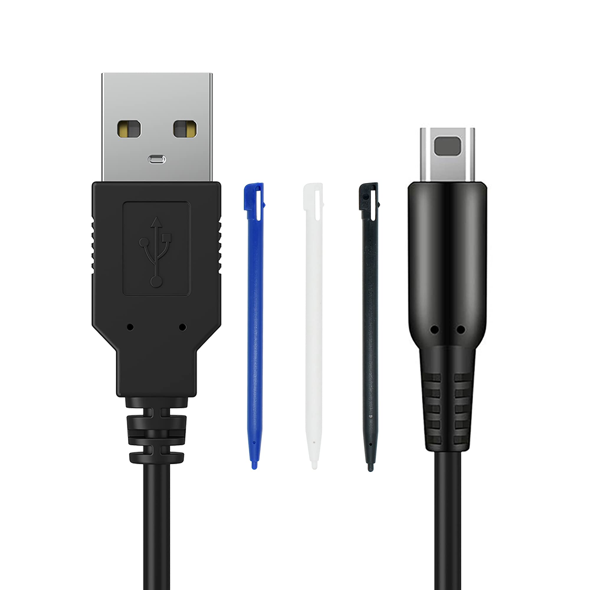 Original Nintendo DSi USB Charger Cable Kit - Fast Charging Power Cord with 3 Stylus Pens for DSi XL/LL - Perfect for Gaming On-The-Go & Travel Accessories
