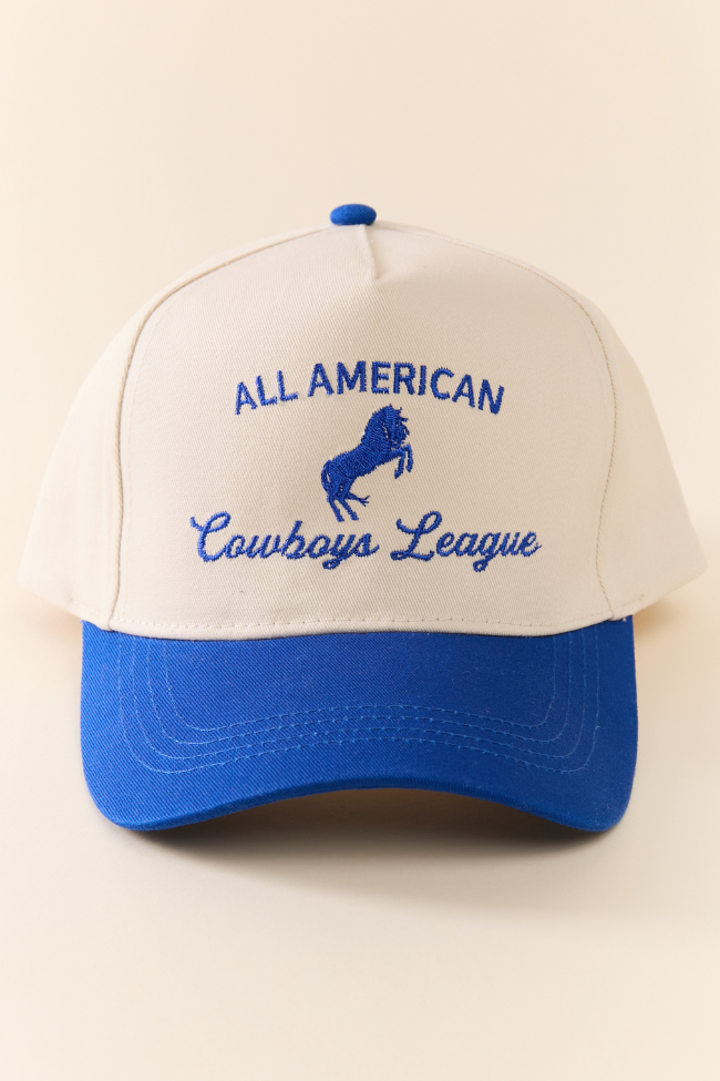 All American Cowboy League Blue Trucker Hat - Adjustable Snapback Cap for Men & Women - Perfect for Rodeo, Outdoor Adventures & Country Style Fashion