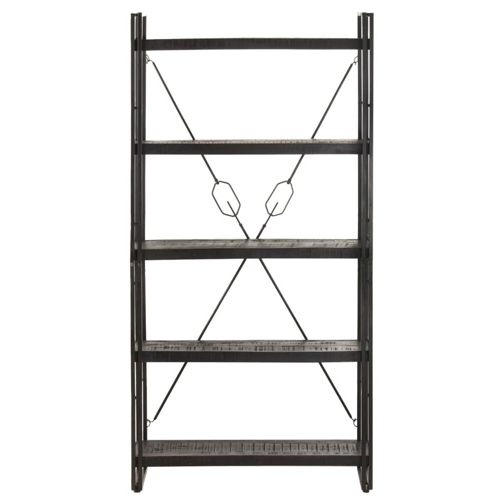 5-Tier Bookcase & Bookshelf - Solid Mango Wood Display Storage Shelf for Bedroom, Living Room & Office - 35.4