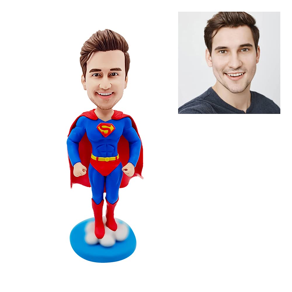 5.9'' Custom Bobblehead Superman - Personalized Marvel Character Figurine - Create Your Own Bobblehead from Photos - Perfect for Gifts, Collectibles & Office Decor
