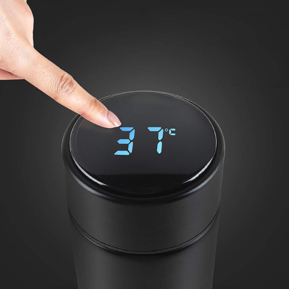 One94Store 500ml Smart LED Temperature Display Stainless Steel Vacuum Insulated Water Bottle - Double Wall Thermos for Hot & Cold Drinks, Leak Proof Travel Mug (Black) - Perfect for Gym, Hiking, Office & Outdoor Activities