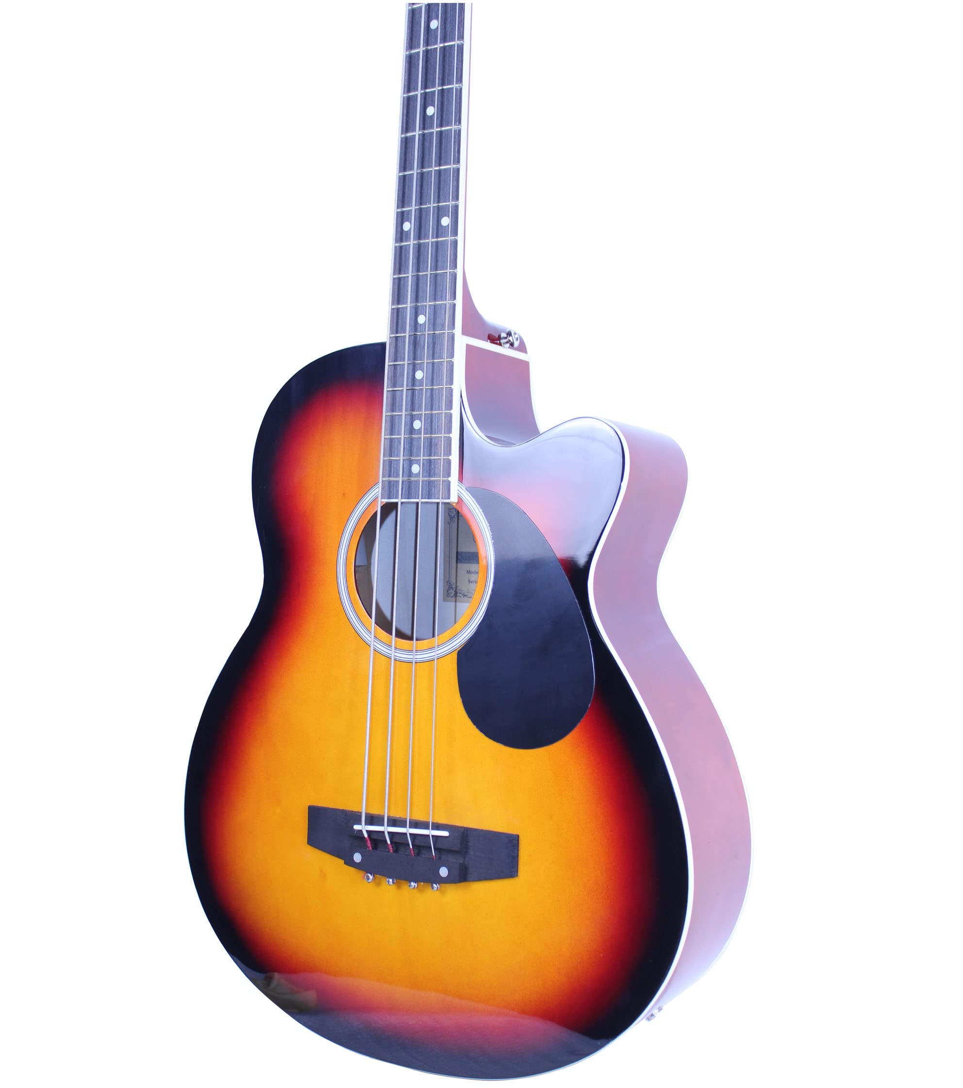 Full Size 4-String Cutaway Acoustic-Electric Bass Guitar with 4-Band EQ, Padded Gig Bag, Strap & Picks - Sunburst Finish | Perfect for Live Performances, Studio Recording & Practice Sessions