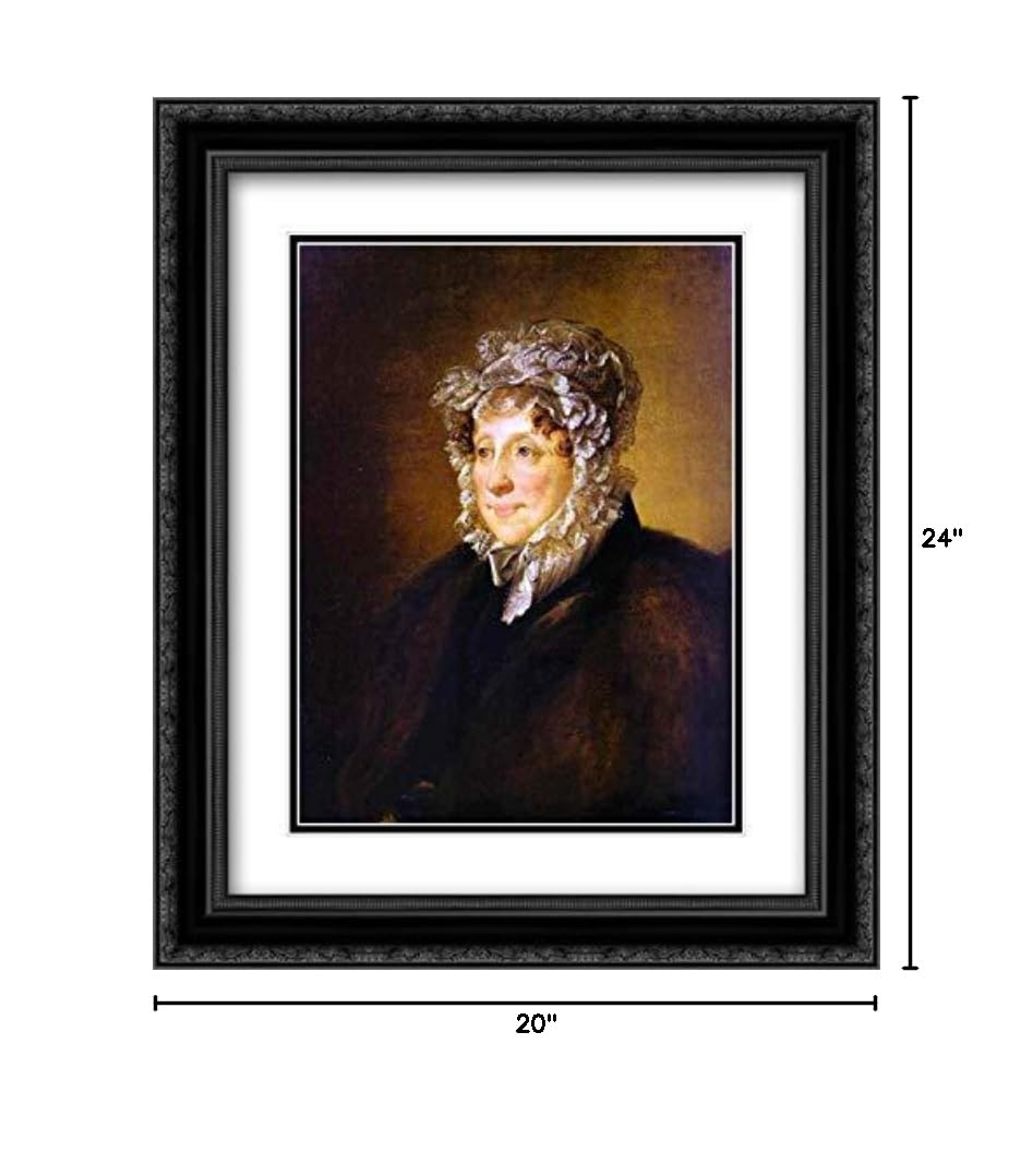 Vasily Tropinin Museum Art Print - Portrait of an Elderly Woman in Bonnet, 20x24 Inch with Black Ornate Frame & Double Matting | Classic Wall Decor for Living Room, Bedroom, Office