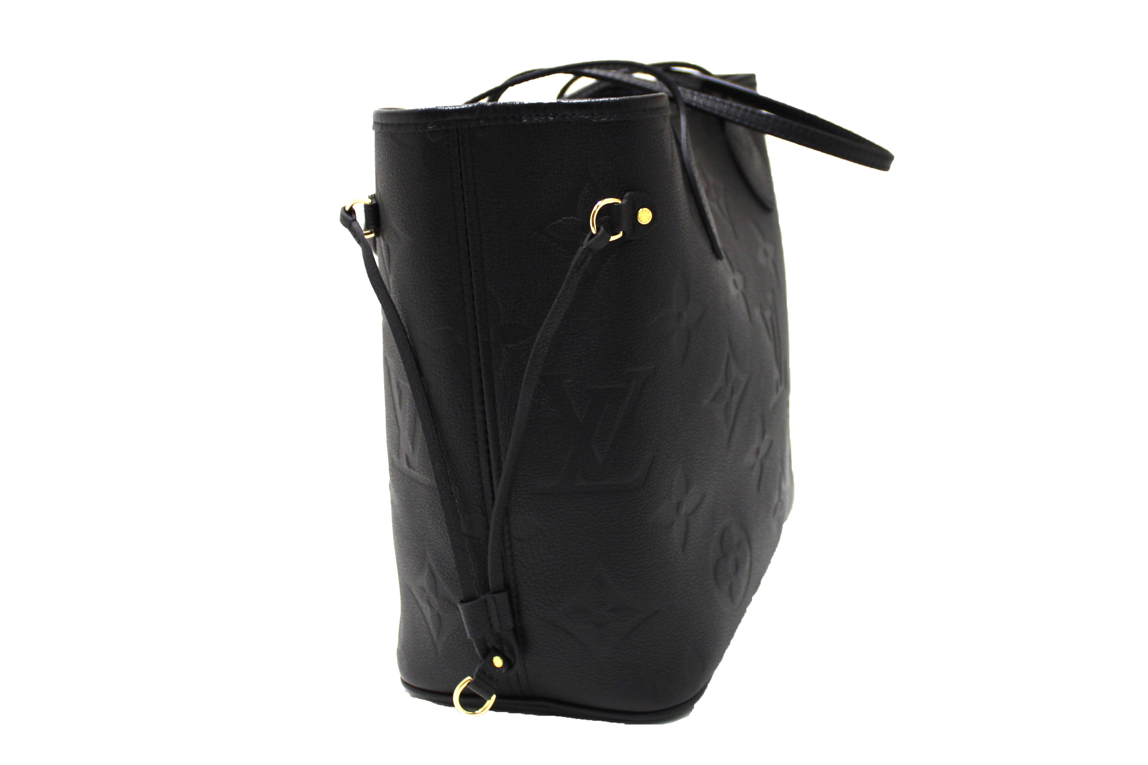 Authentic Louis Vuitton Black Monogram Empreinte Leather Neverfull MM Shoulder Bag Tote Purse for Women - Luxury Designer Handbag for Work, Travel & Everyday Use