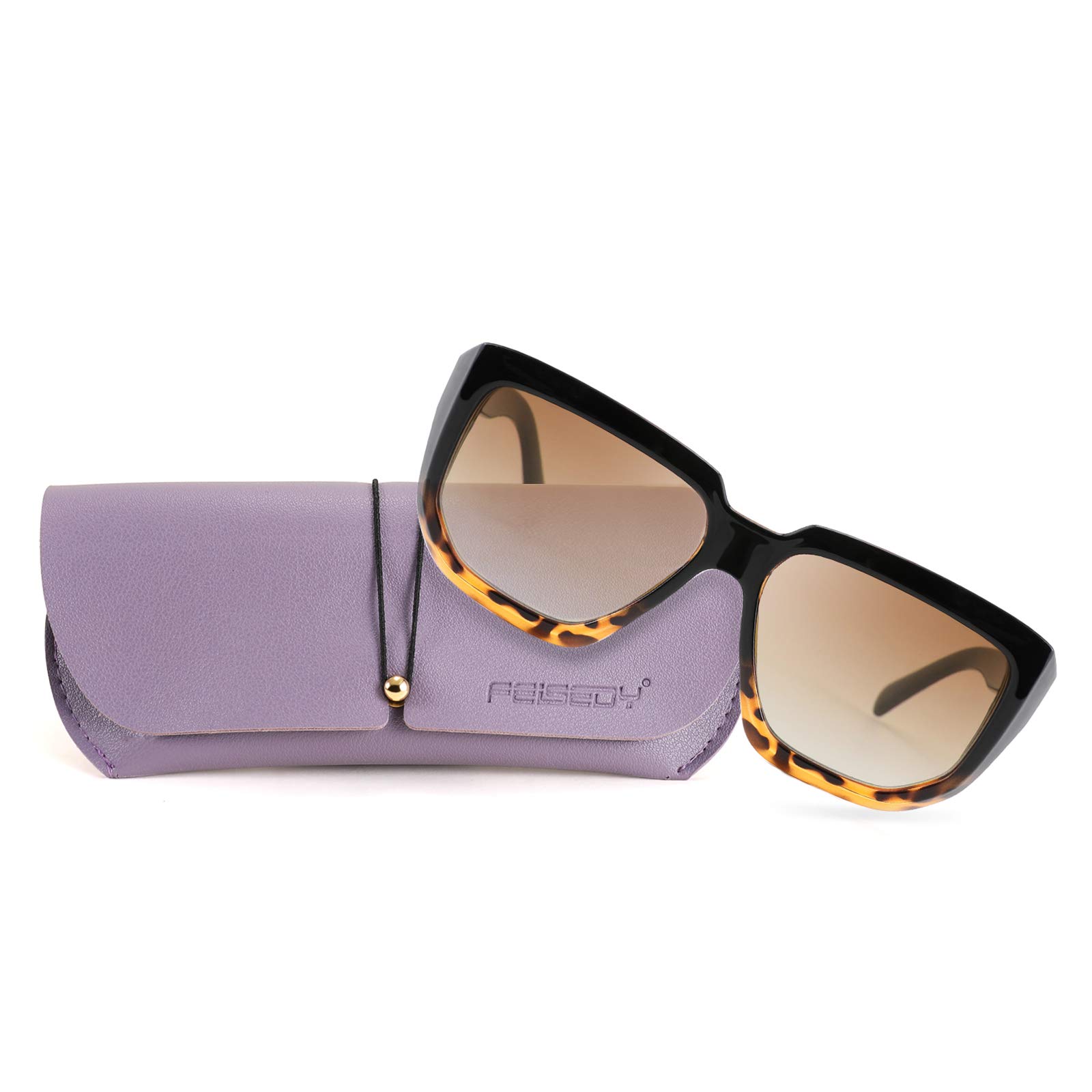 FEISEDY Women's Retro Square Sunglasses - Trendy Shield Flat Top Shades B2717 for Women - UV Protection, Fashionable & Stylish - Perfect for Beach, Driving, and Outdoor Activities