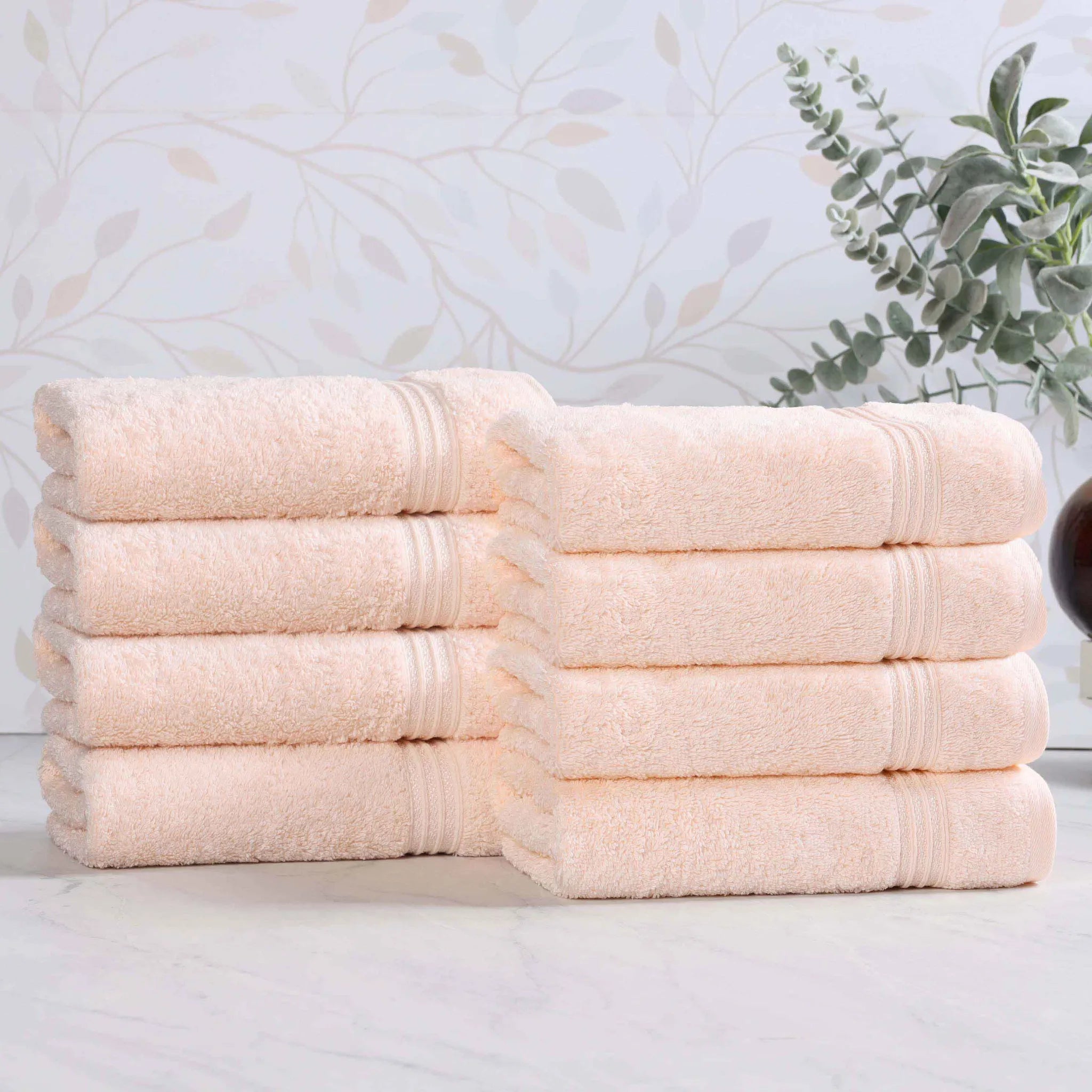Premium 100% Egyptian Cotton Plush Hand Towels - Ultra Soft & Absorbent Bath Towel Set of 8 for Bathroom, Kitchen & Spa Luxury (24x16 Inches)