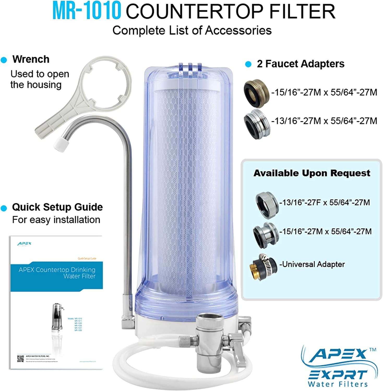 APEX MR-1010 White Countertop Water Filter System - Premium Drinking Water Purifier for Home & Office | Removes Contaminants, Improves Taste | Perfect for Kitchen, RV, Camping & Emergency Preparedness