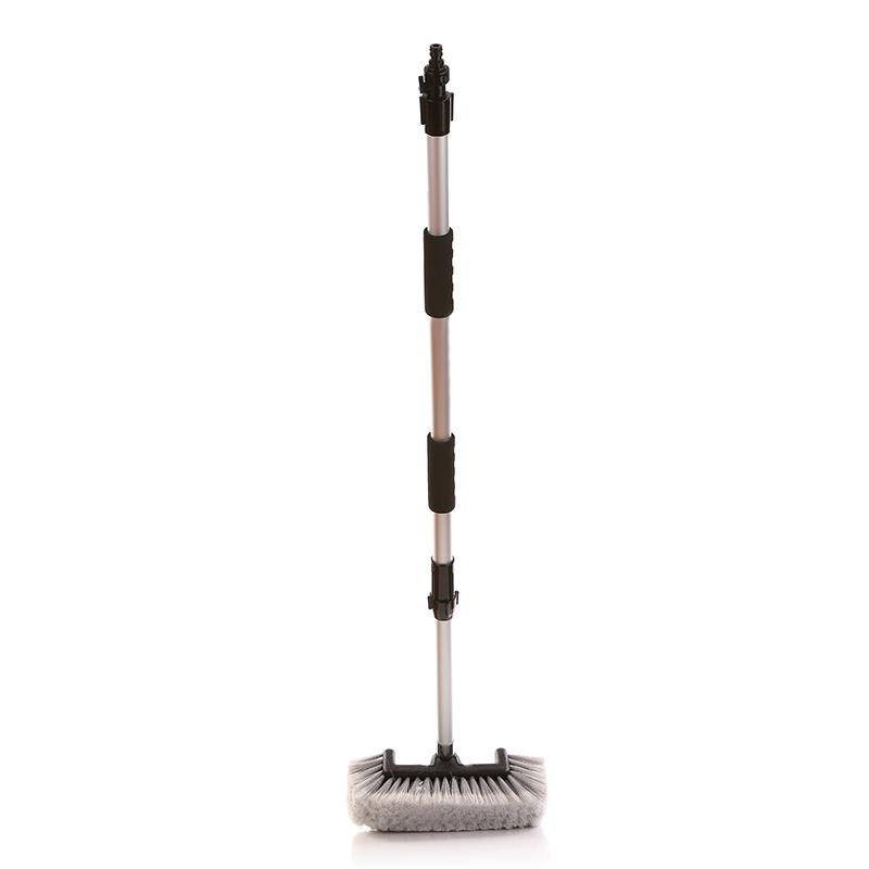 10/12 Flow Thru Brush with Telescopic Pole & On/Off Switch (3.4' to 6 ft Extension) - Perfect for Window Cleaning, Car Washing, and Outdoor Surface Maintenance