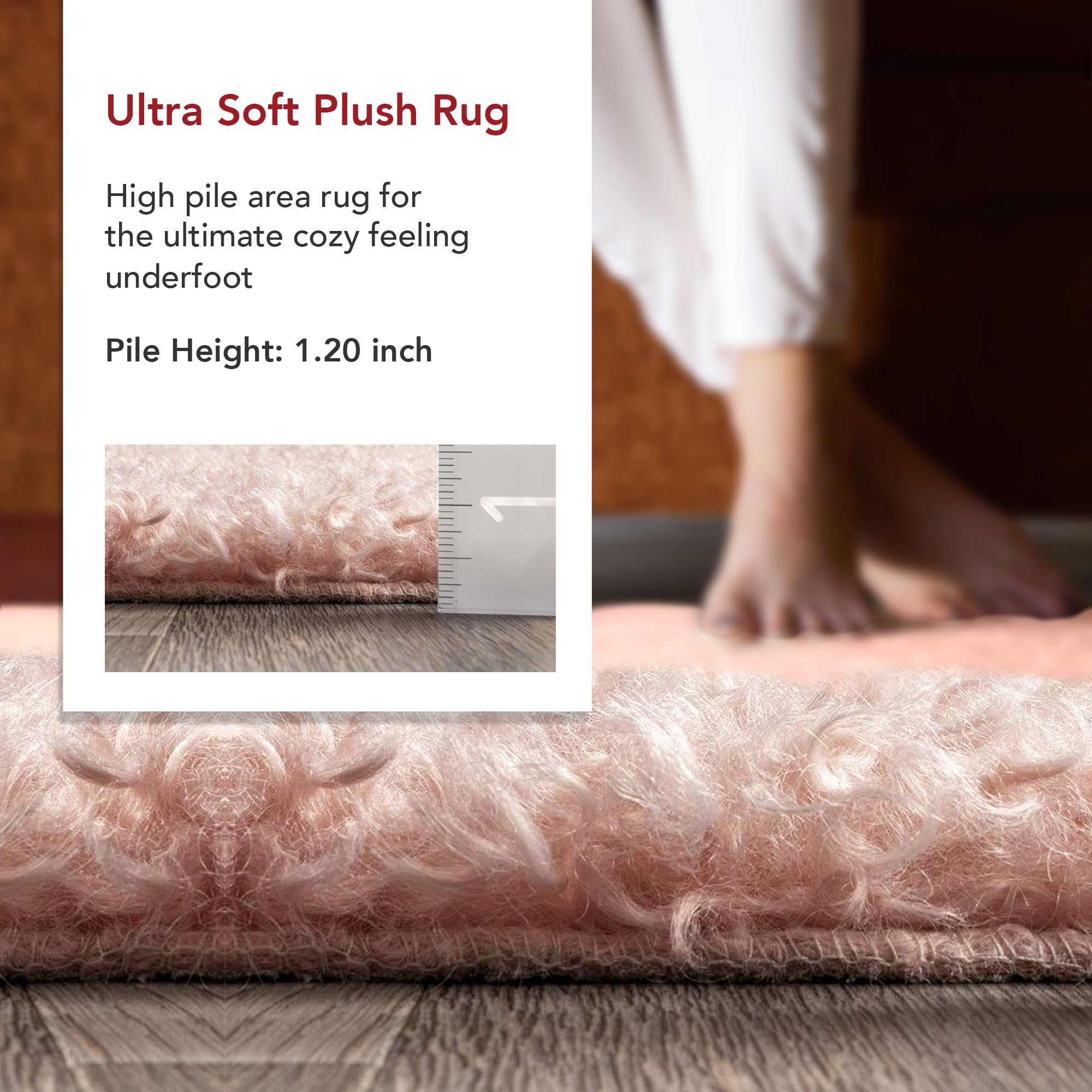 nuLOOM Marlow Machine Washable Soft Shaggy Faux Sheepskin Area Rug - 6x9 Feet Pink Plush Rug for Living Room, Bedroom & Nursery - Cozy Home Decor