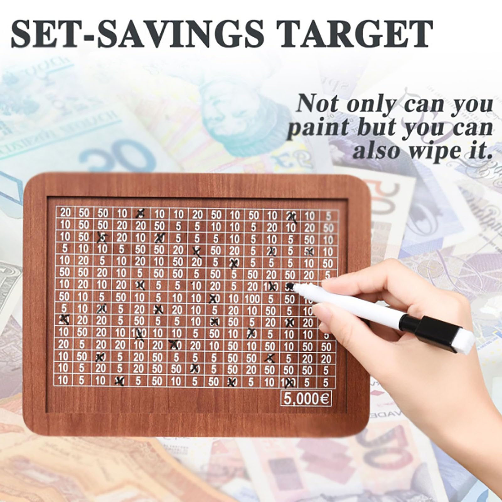Tenkaybox Wooden Cash Vault - 10,000 Dollar Savings Box for Money Storage | Secure Cash Saver for Home, Office & Gift Giving