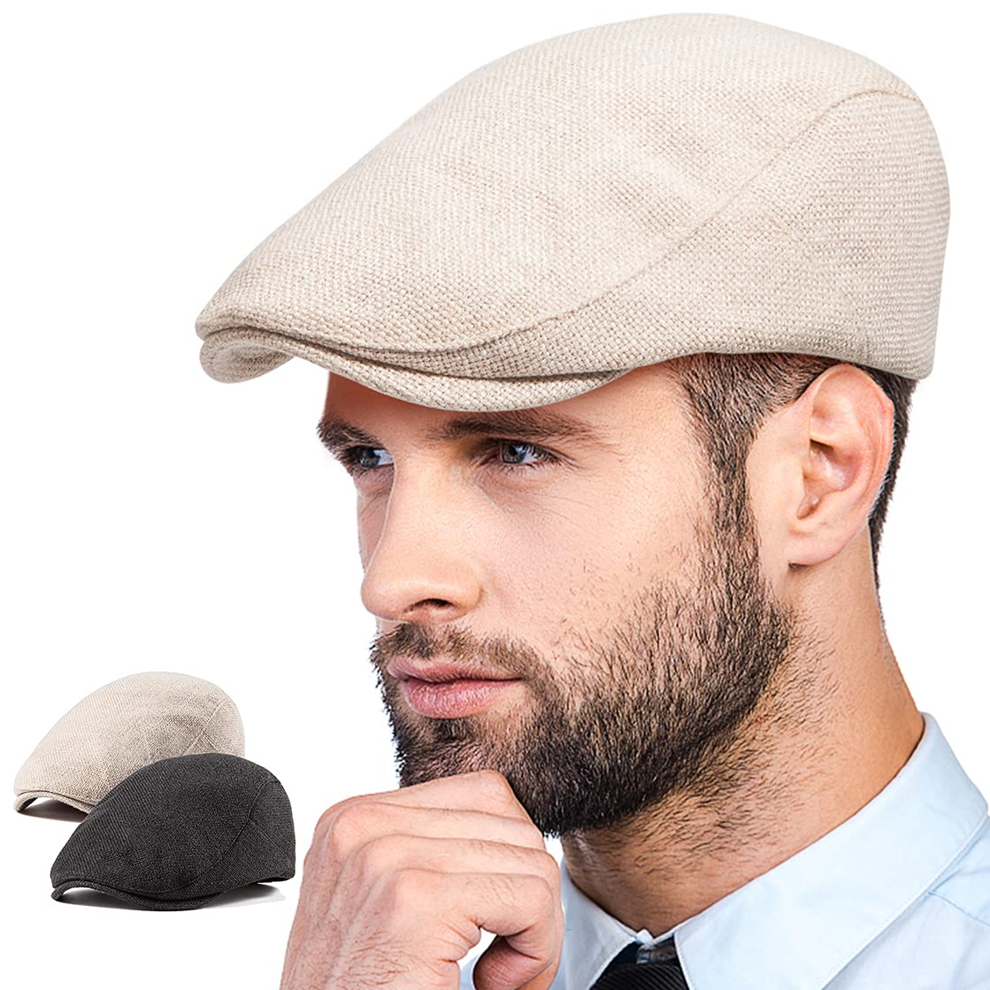 LADYBRO 2-Pack Unisex Flat Cap Newsboy Hat for Men & Women - Vintage Scally Cap Summer Golf Hat for Outdoor Activities, Casual Wear & Fashion Accessories