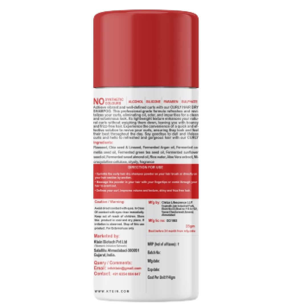 Ktein Natural 100% Plant-Based Hair Detox Dry Shampoo Powder for Curly Hair - Vegan & Chemical-Free (25g) | Perfect for Travel, Gym & Oily Hair Refresh