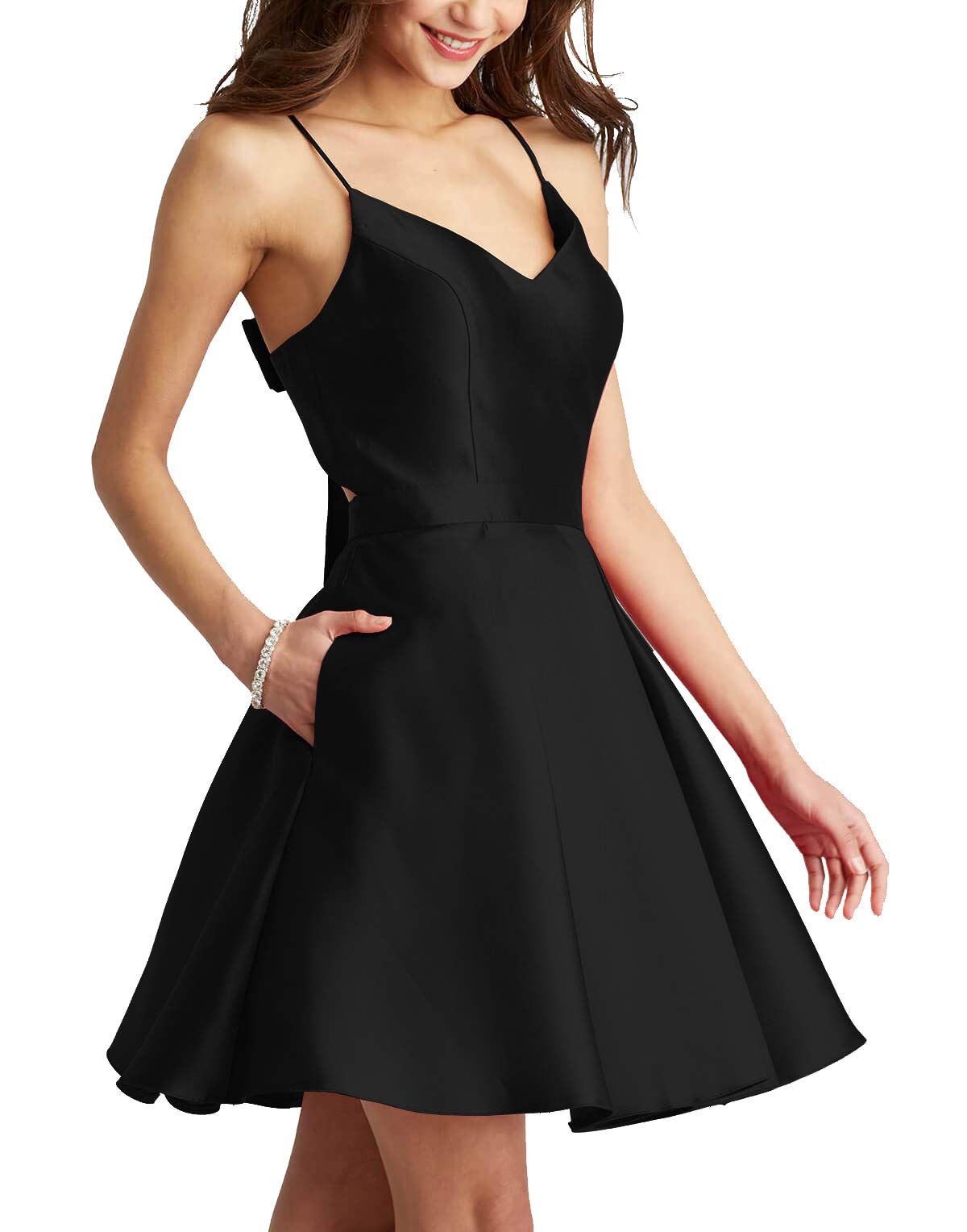 Elegant Satin Bridesmaid Dress for Women - Knee-Length Cocktail Party Dress with Adjustable Straps | Perfect for Weddings, Formal Events & Evening Parties