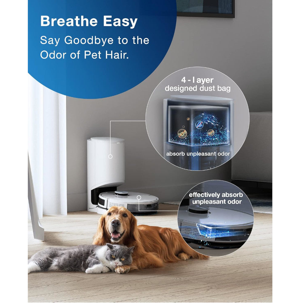 ECOVACS DEEBOT N10 Plus Robot Vacuum and Mop Combo with Auto Empty Station - Smart Cleaning for Hardwood Floors & Carpets - Factory Certified with Home Essentials Warranty