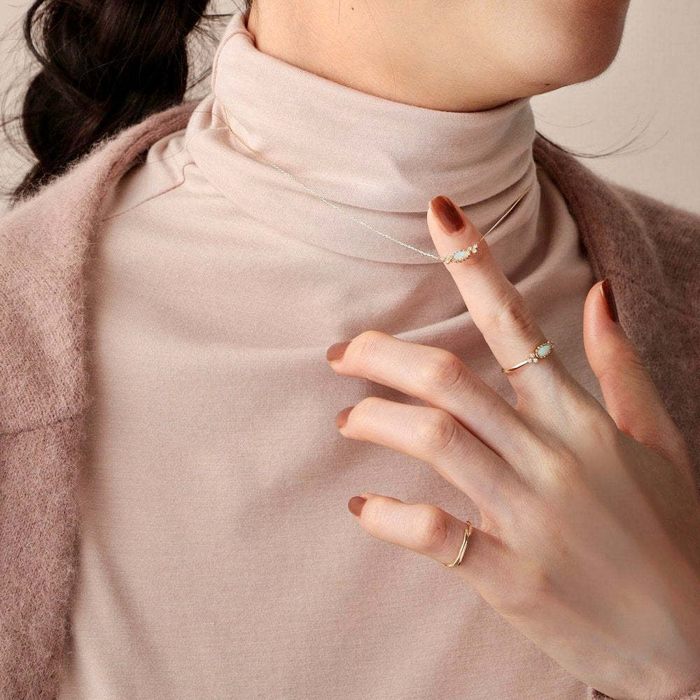 Opal Gemstone Necklace and Ring Set - Sterling Silver Jewelry for Women | Elegant Gift for Birthday, Anniversary & Special Occasions | HJZB 288
