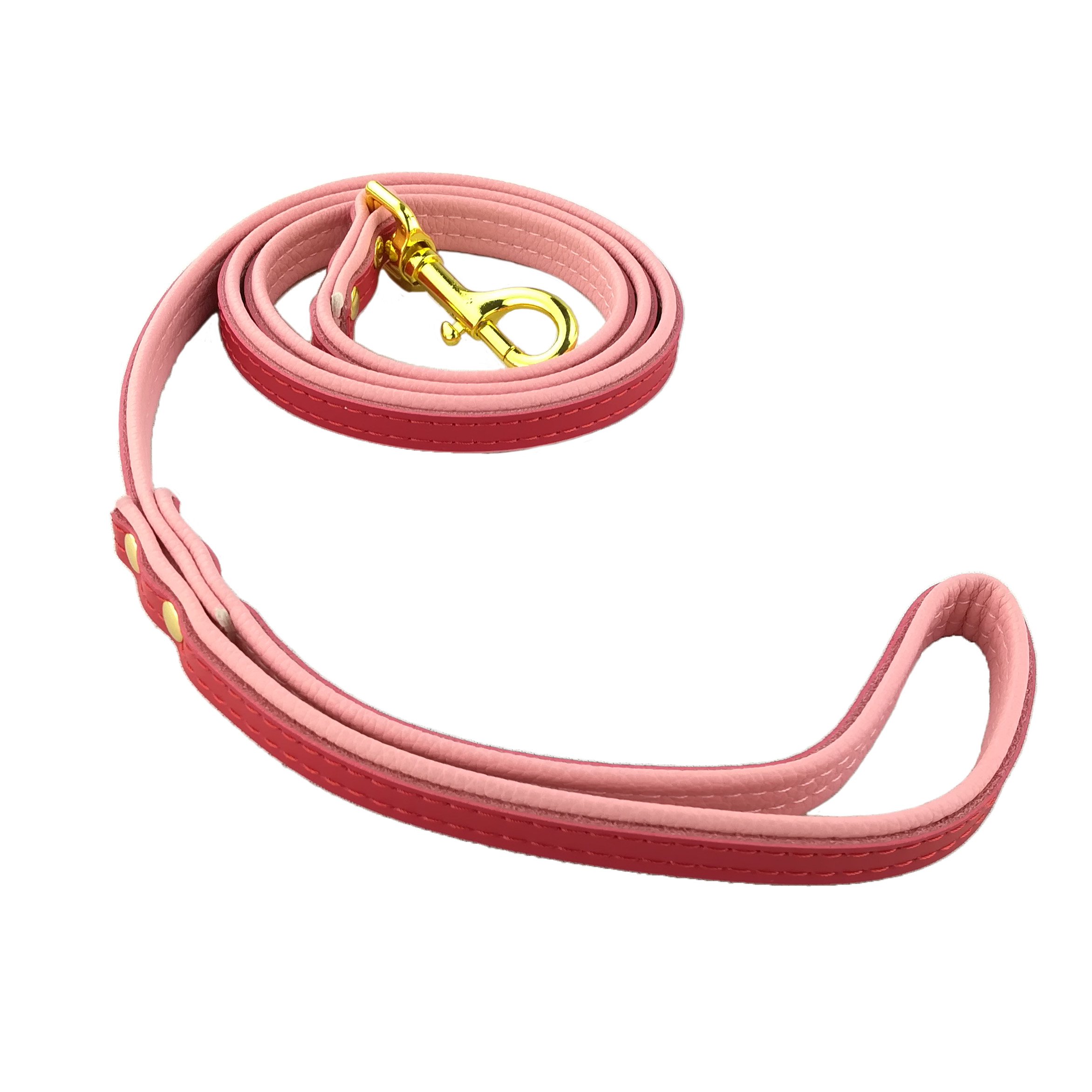 Premium Soft Padded Dog Leash - Stylish Contrast Color Leather Dog Lead with Comfortable Handle (Red) - Perfect for Walking, Training & Outdoor Adventures with Your Pet