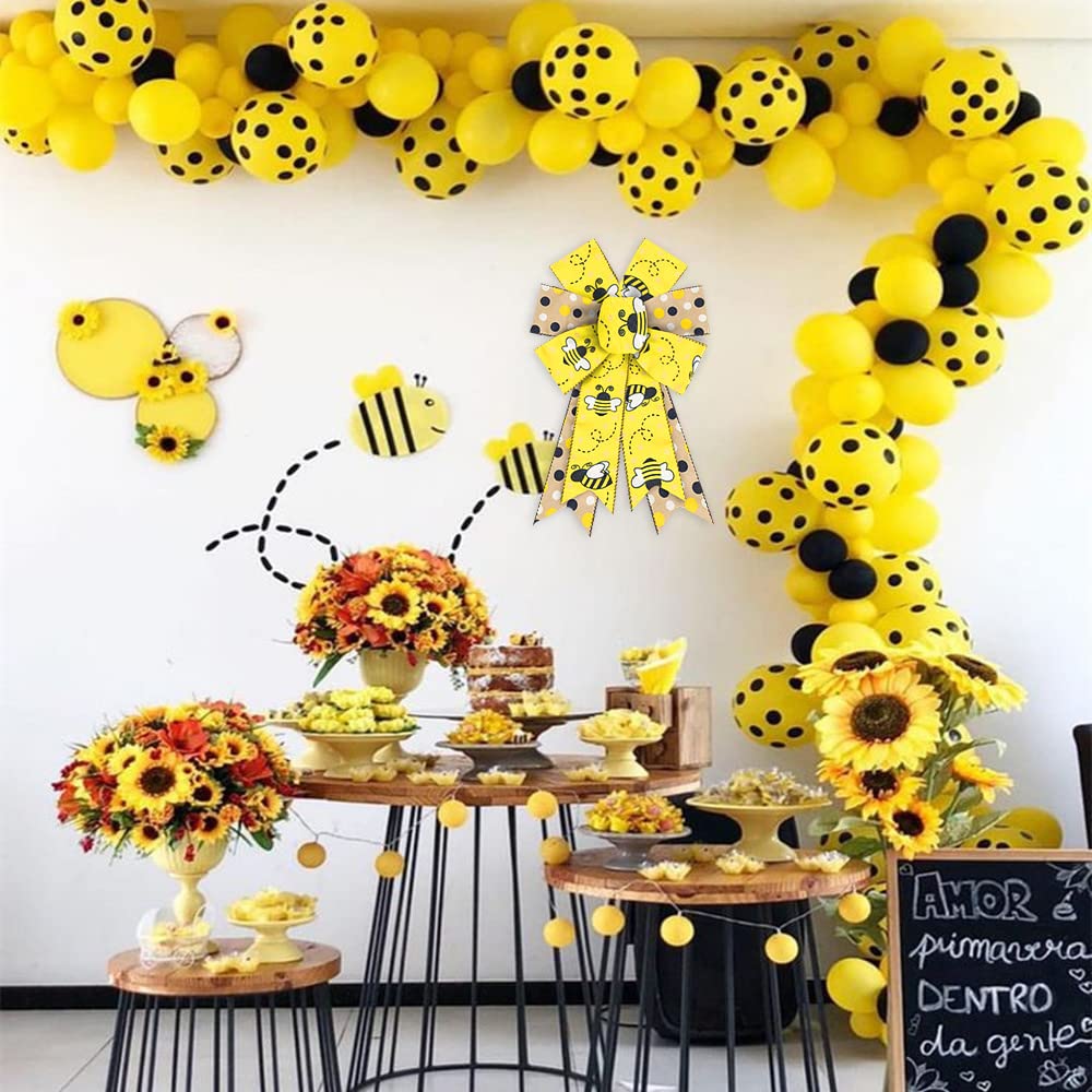 Bumble Bee Wreath Bows 2PCS - Spring Summer Door Decor for Indoor Outdoor