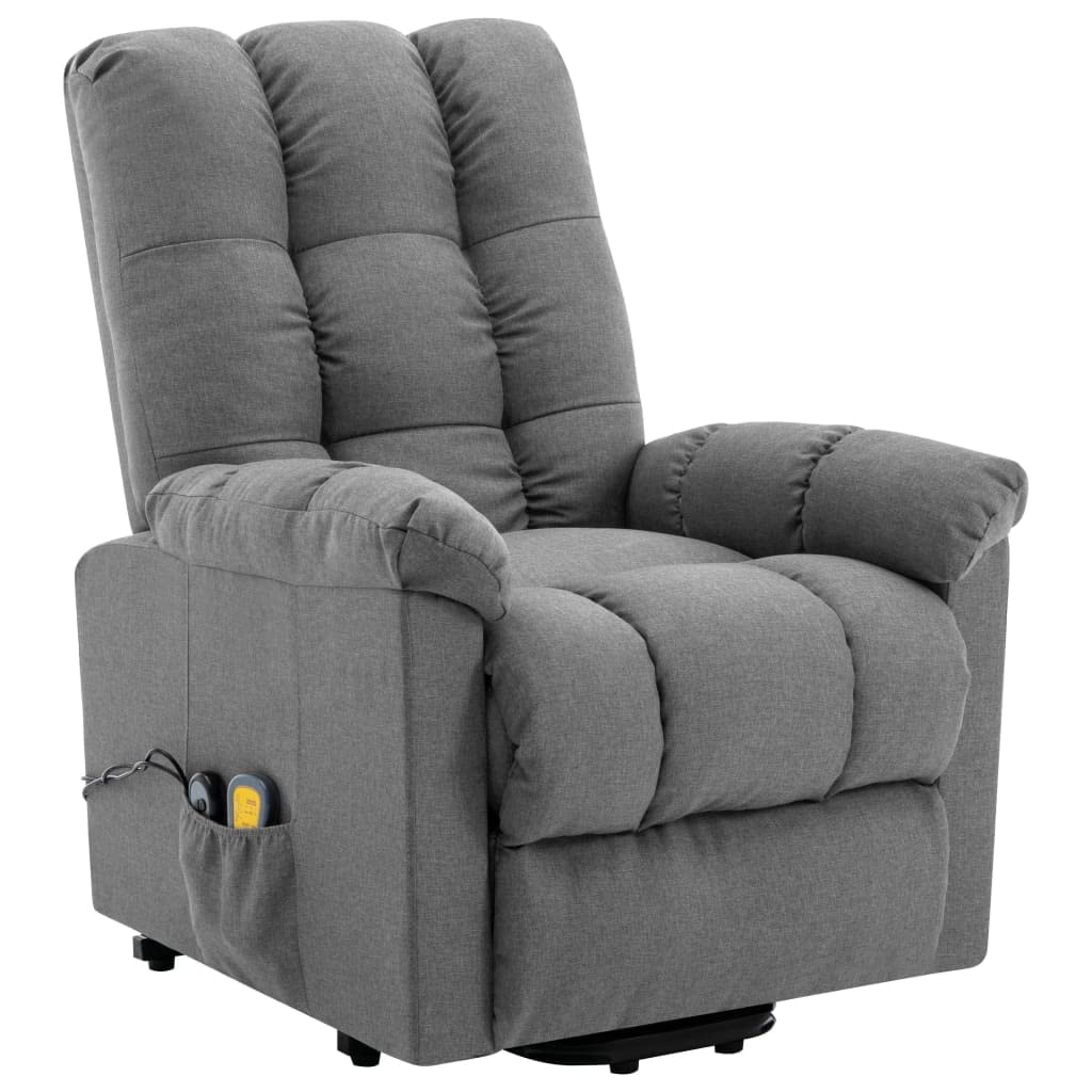 CHARMMA Stand-up Massage Recliner Chair - Light Gray Fabric (97 lbs) for Living Room, Office & Home Relaxation