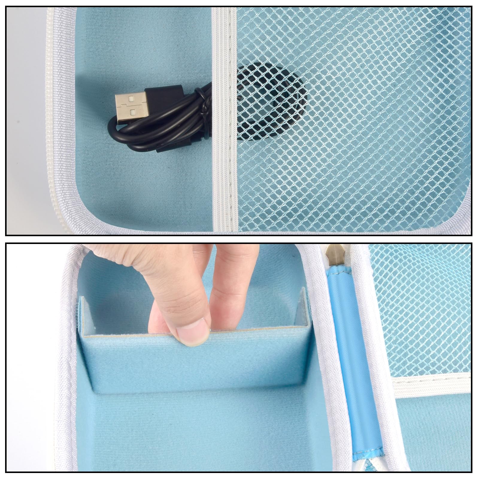 Phomemo M110 Label Maker Case - Portable Mini Bluetooth Thermal Label Printer Storage Bag for Printer Labels, USB Cable & Accessories (Black/Blue) | Perfect for Office, Home & Travel Organization