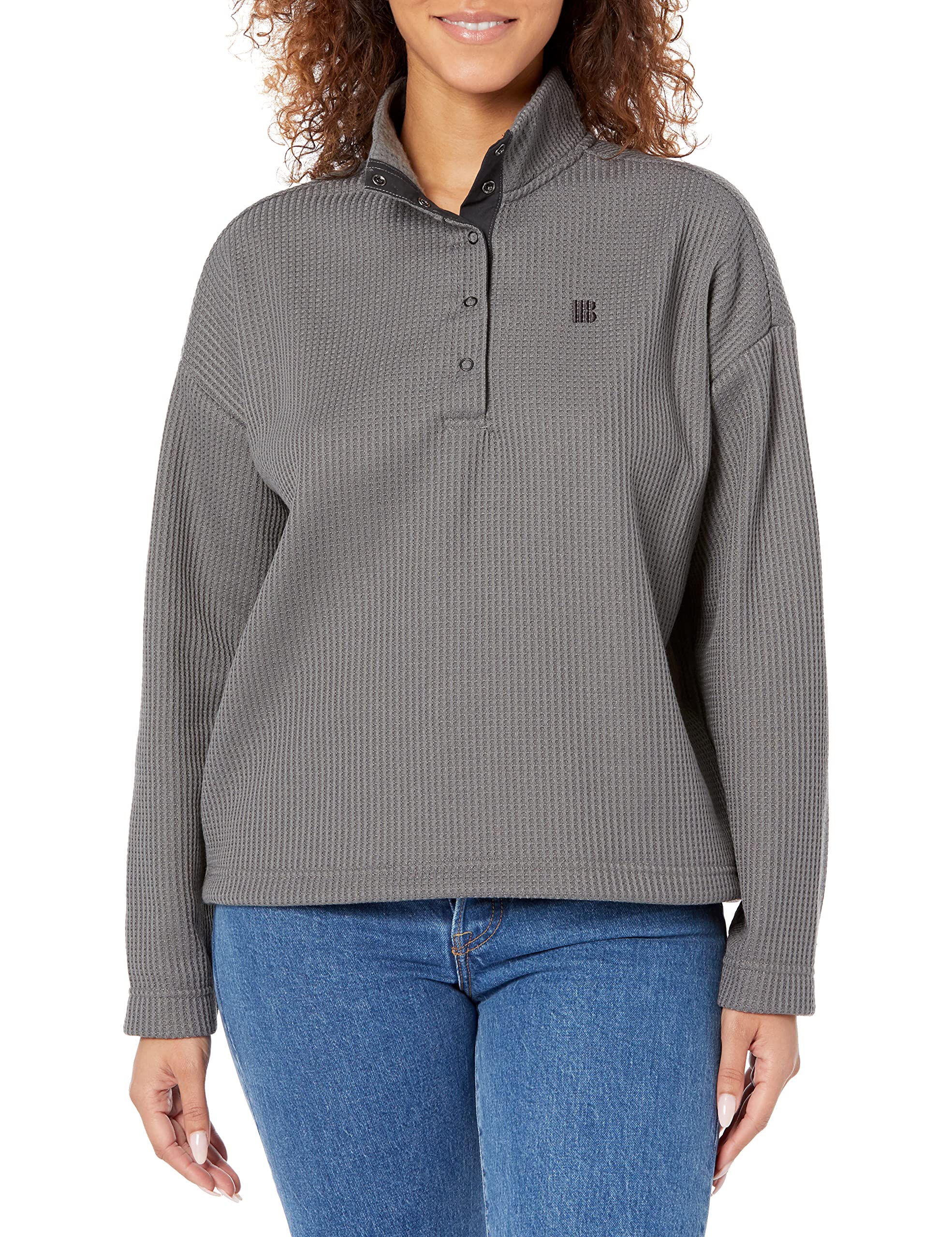 Burton Women's Amora Waffle Mock Neck Sweater - Soft Thermal Knit Pullover for Winter Warmth - Cozy Casual Wear for Snowboarding, Skiing & Outdoor Adventures