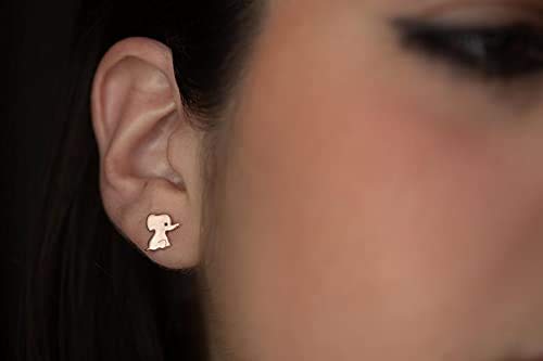 14K Gold Baby Elephant Stud Earrings - 9K, 18K Yellow, White & Rose Gold Minimalist Earrings for Women, Girls & Boys | Unisex Dainty Jewelry Gift by ZooZ Jewelry | Perfect for Everyday Wear, Birthdays & Special Occasions