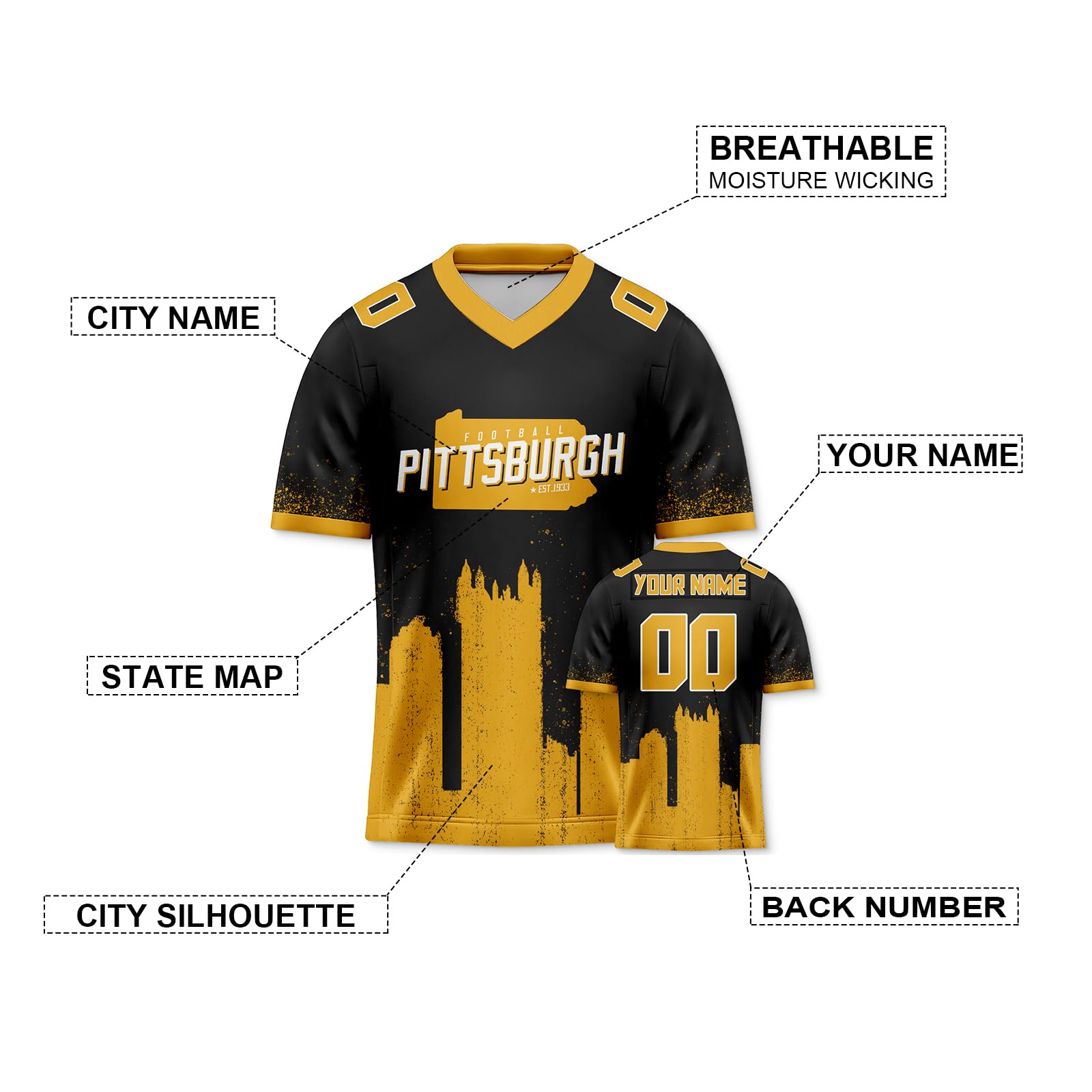 Custom Personalized Football Jerseys - Embroidered & Printed Player Shirts with Name & Number for Men, Women, Youth - Perfect for Game Day, Team Uniforms & Fan Gifts