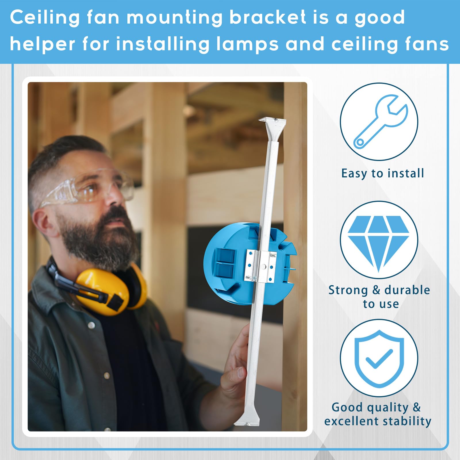 Therwen Adjustable Ceiling Fan Brace 14-22.5 Inch - for Summer Light Installation