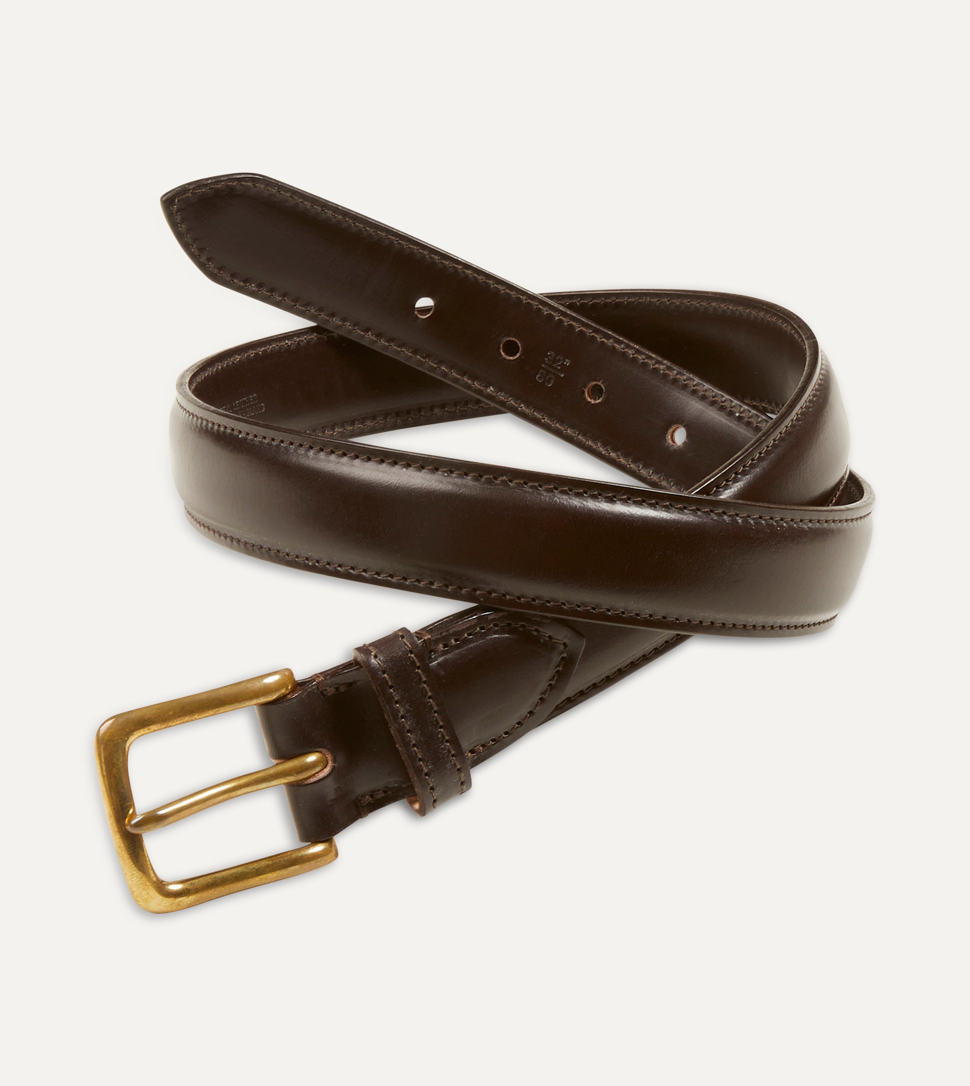 Premium Dark Brown Bridle Leather Belt - Full Grain Leather, Brass Buckle - Perfect for Business, Casual & Formal Wear